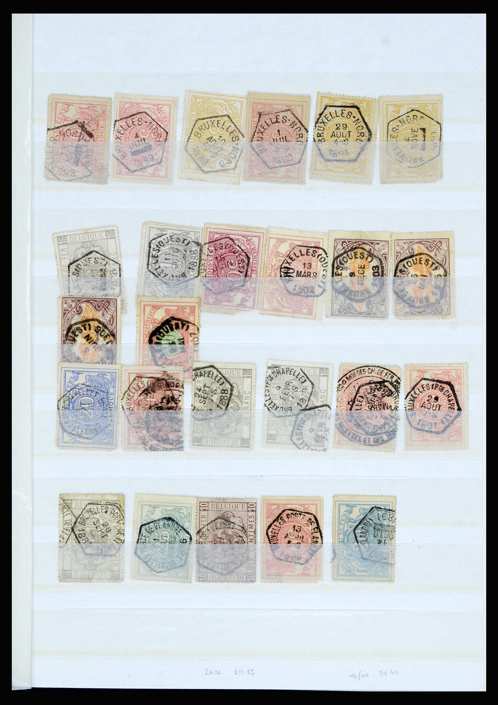 36955 005 - Stamp collection 36955 Belgium railroad cancels 1879-1950.