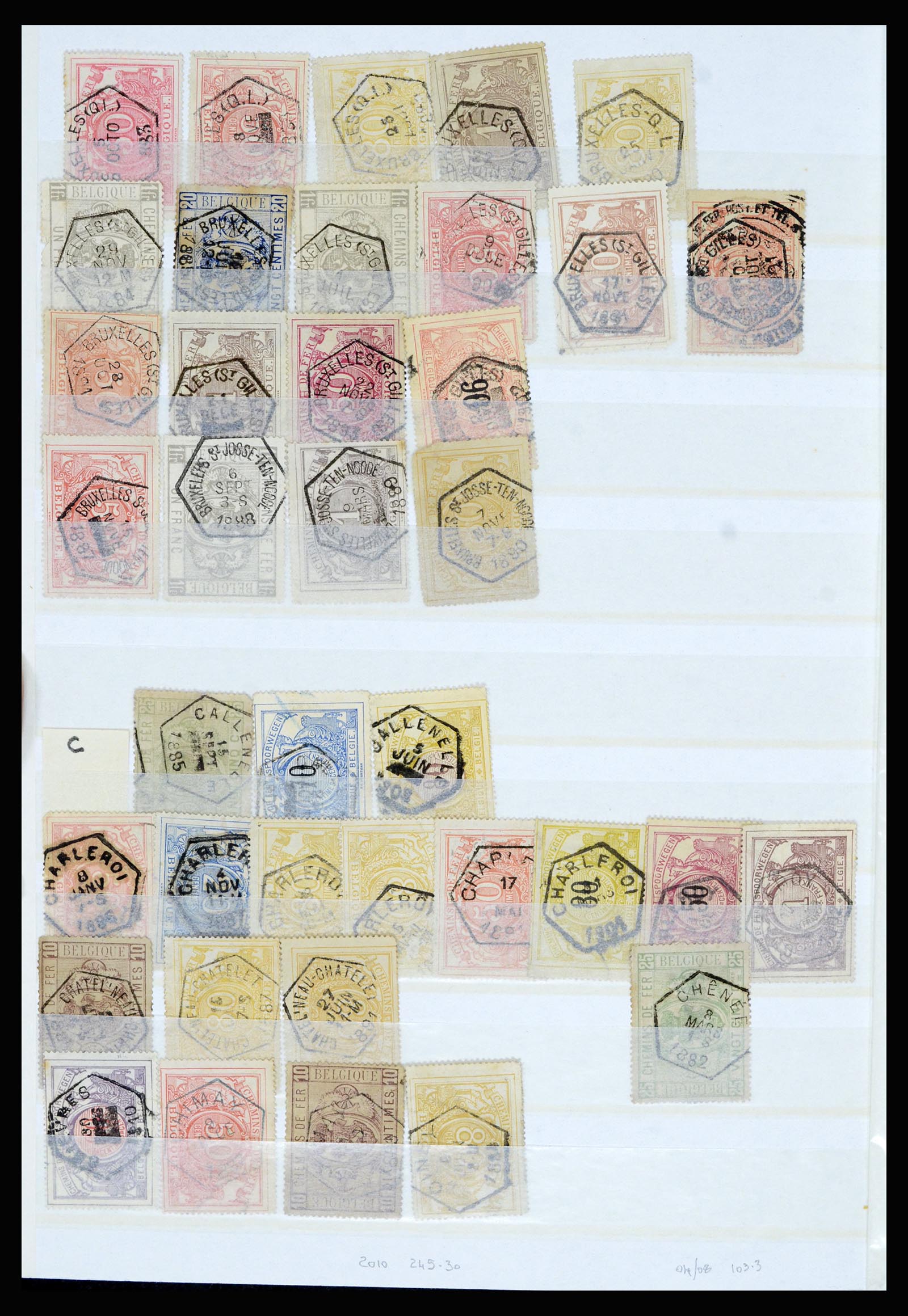 36955 006 - Postzegelverzameling 36955 België spoorwegstempels 1879-1950.