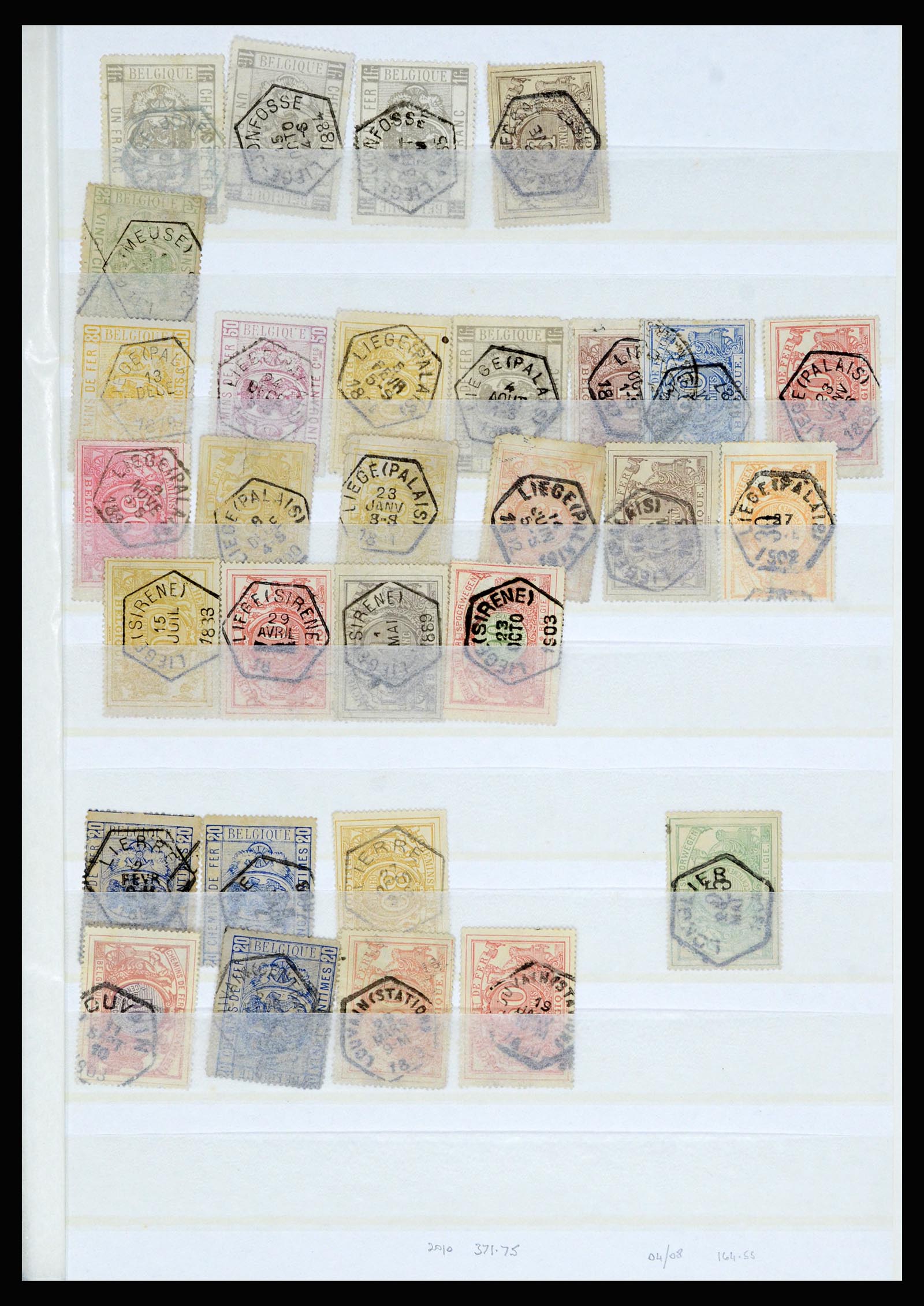 36955 011 - Postzegelverzameling 36955 België spoorwegstempels 1879-1950.