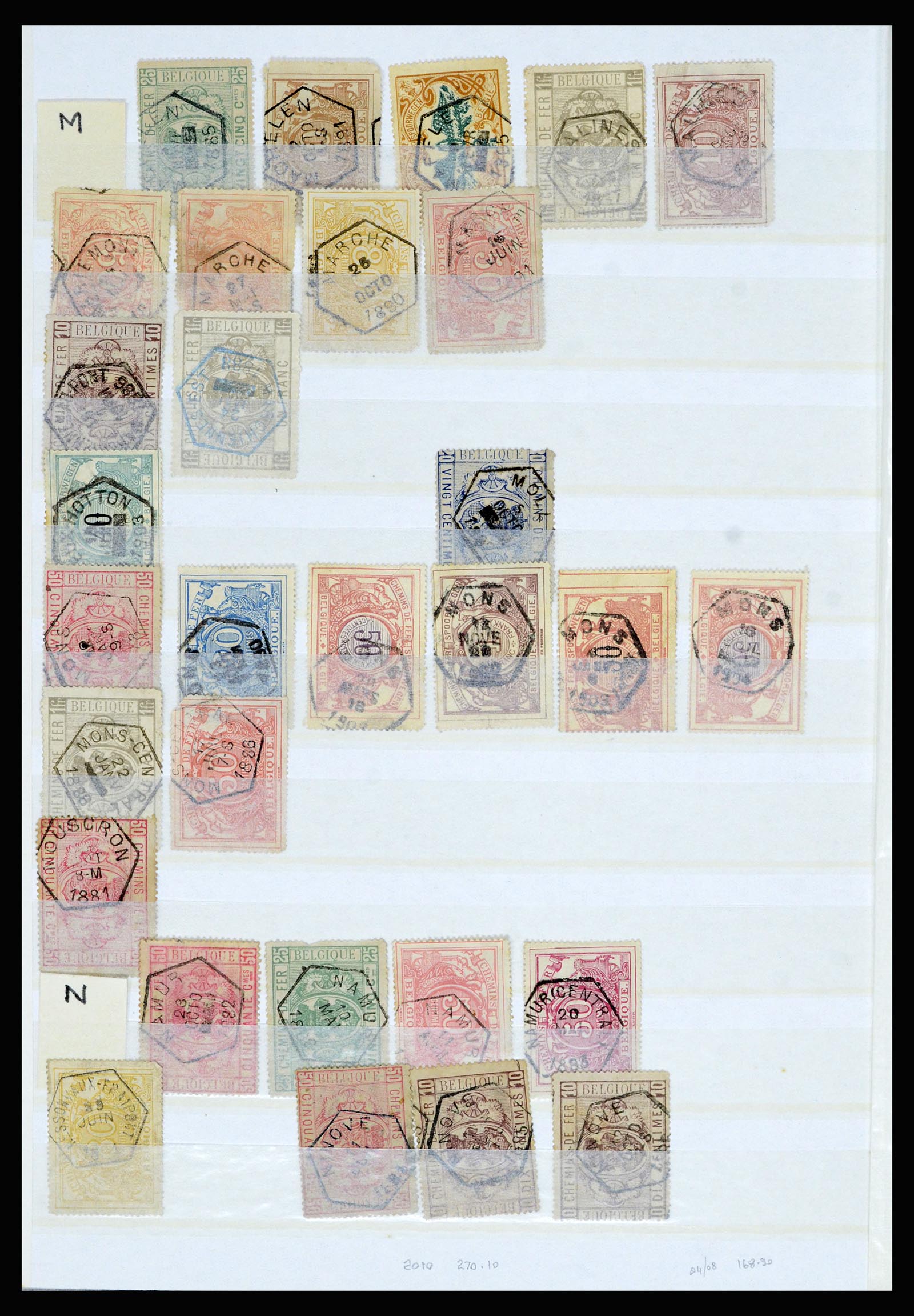 36955 012 - Postzegelverzameling 36955 België spoorwegstempels 1879-1950.