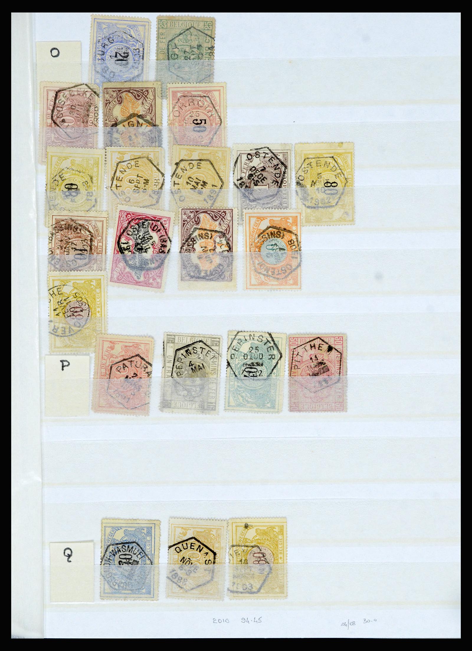 36955 013 - Postzegelverzameling 36955 België spoorwegstempels 1879-1950.