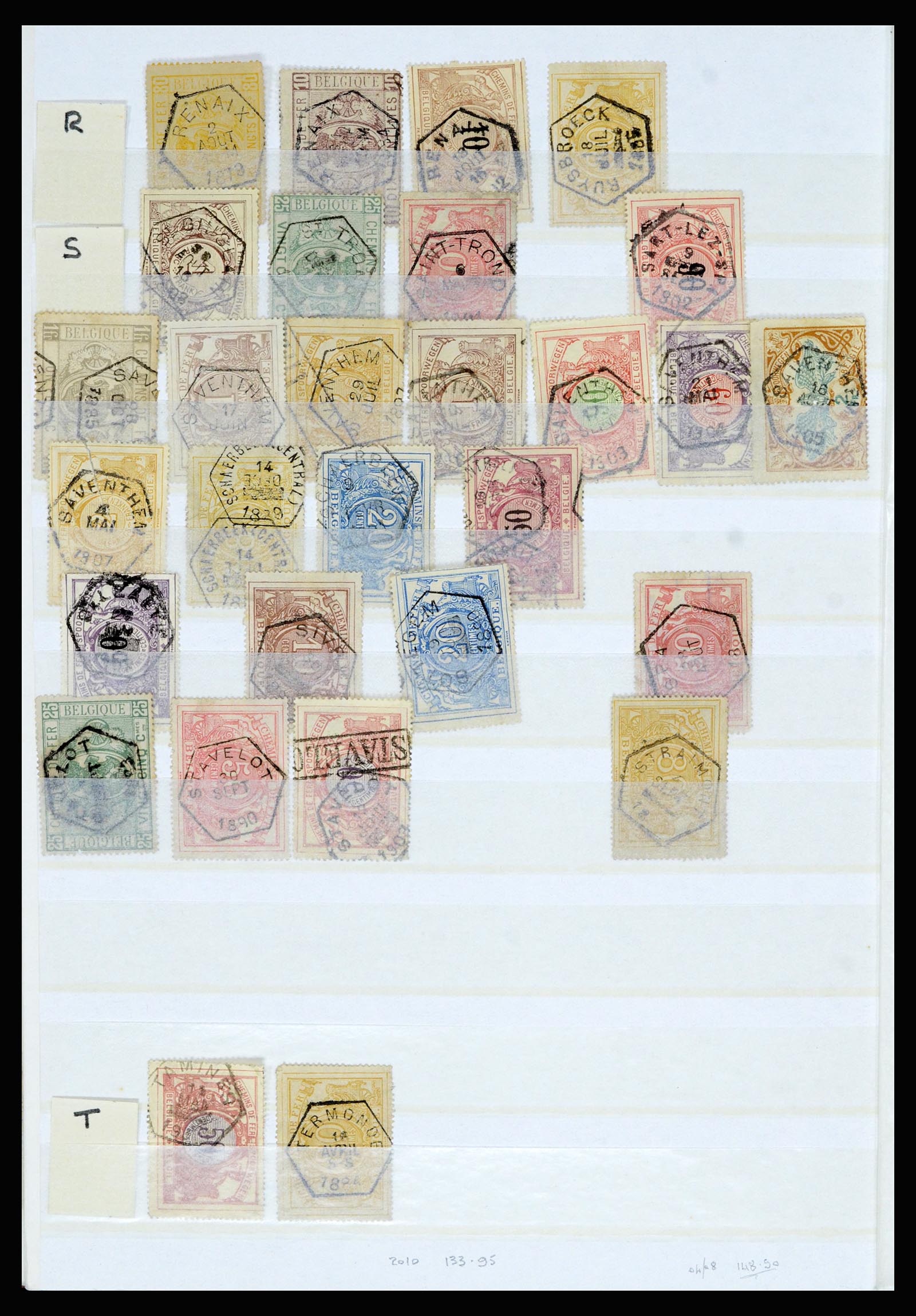 36955 014 - Postzegelverzameling 36955 België spoorwegstempels 1879-1950.