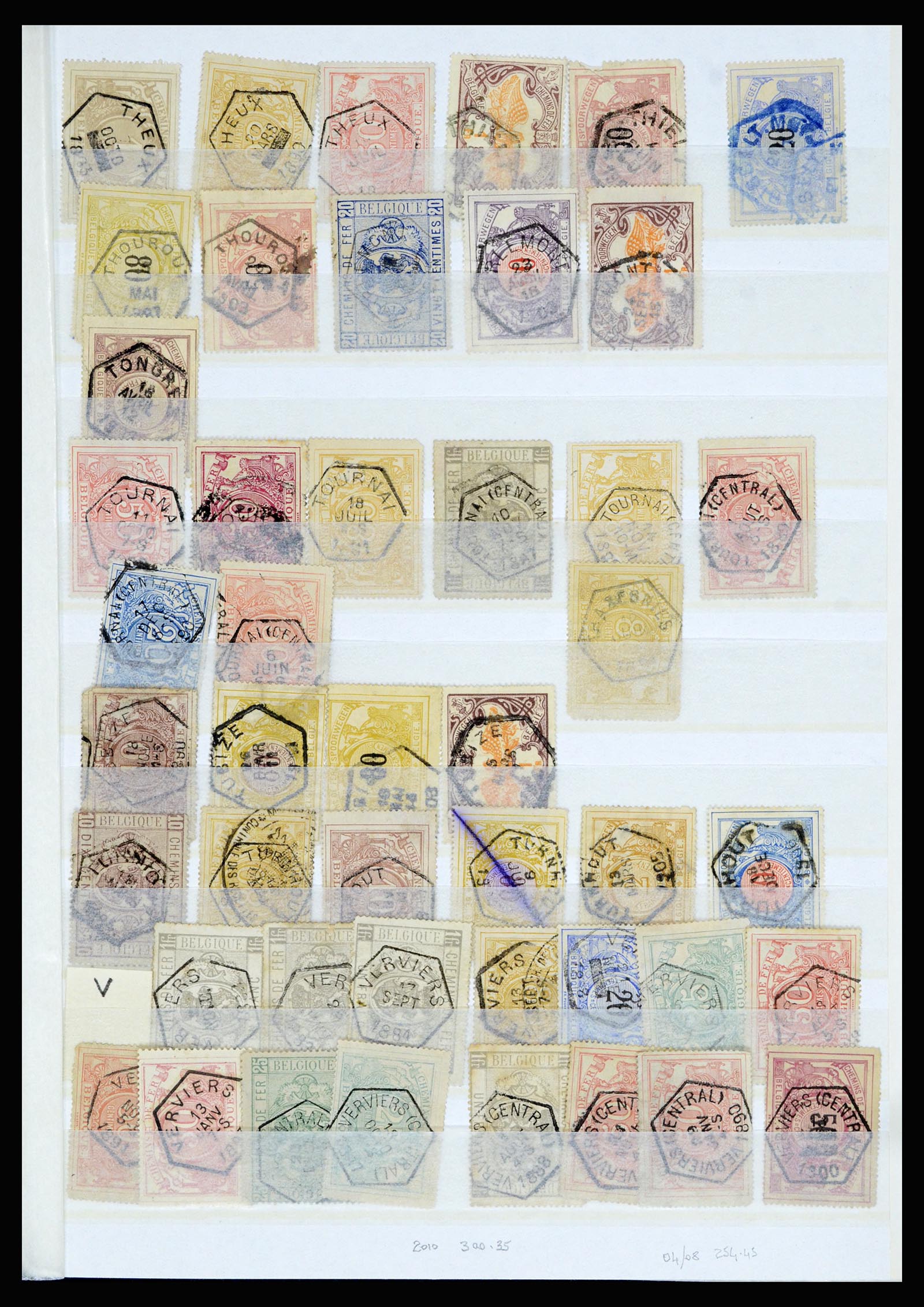 36955 015 - Postzegelverzameling 36955 België spoorwegstempels 1879-1950.