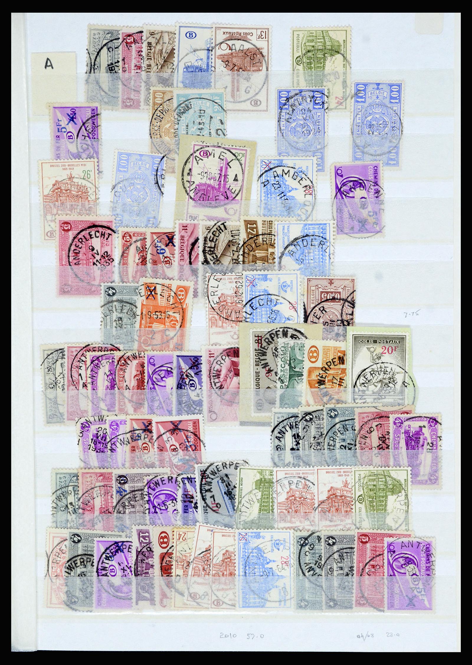 36955 017 - Postzegelverzameling 36955 België spoorwegstempels 1879-1950.