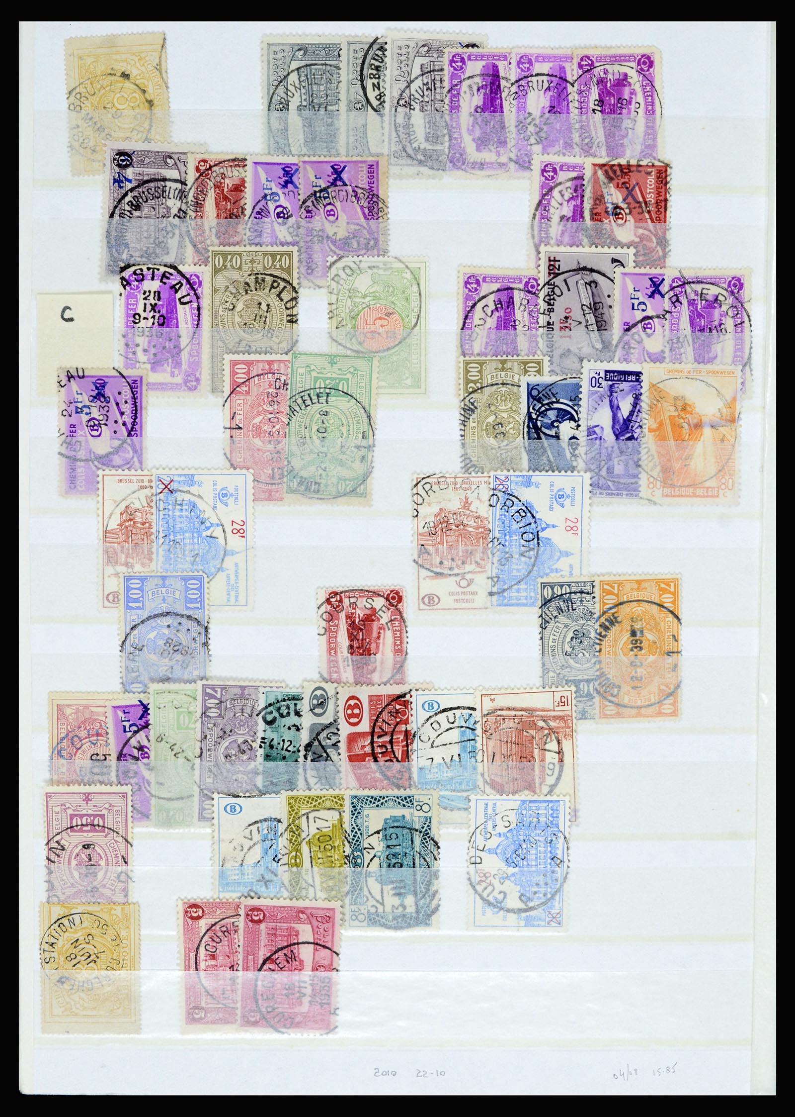 36955 022 - Postzegelverzameling 36955 België spoorwegstempels 1879-1950.