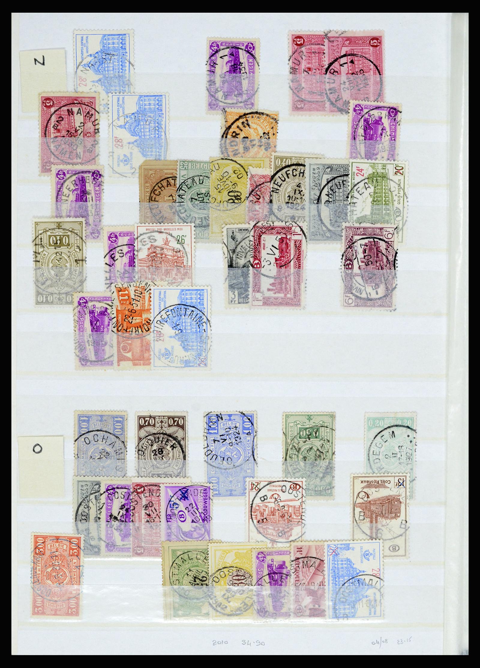 36955 032 - Postzegelverzameling 36955 België spoorwegstempels 1879-1950.