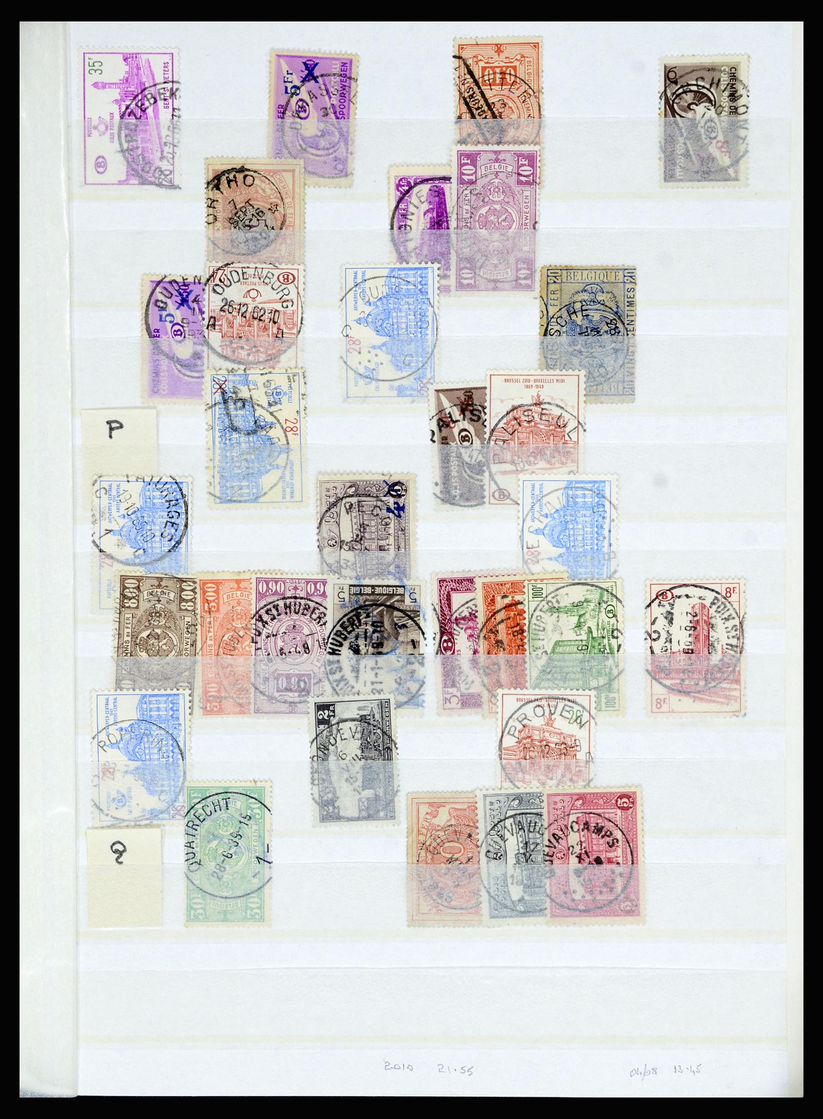 36955 033 - Postzegelverzameling 36955 België spoorwegstempels 1879-1950.