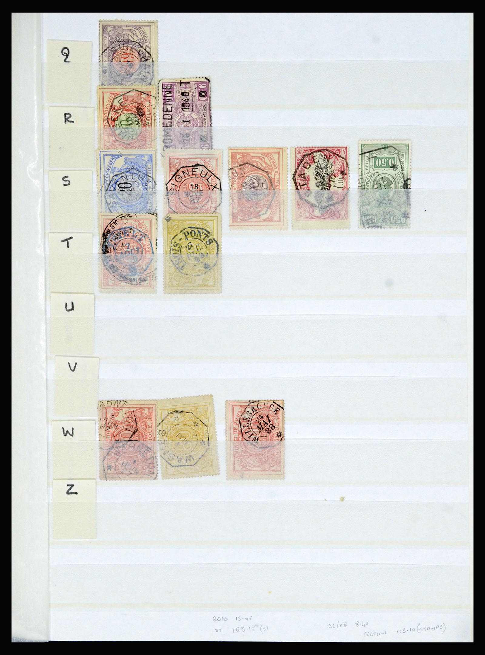 36955 041 - Postzegelverzameling 36955 België spoorwegstempels 1879-1950.
