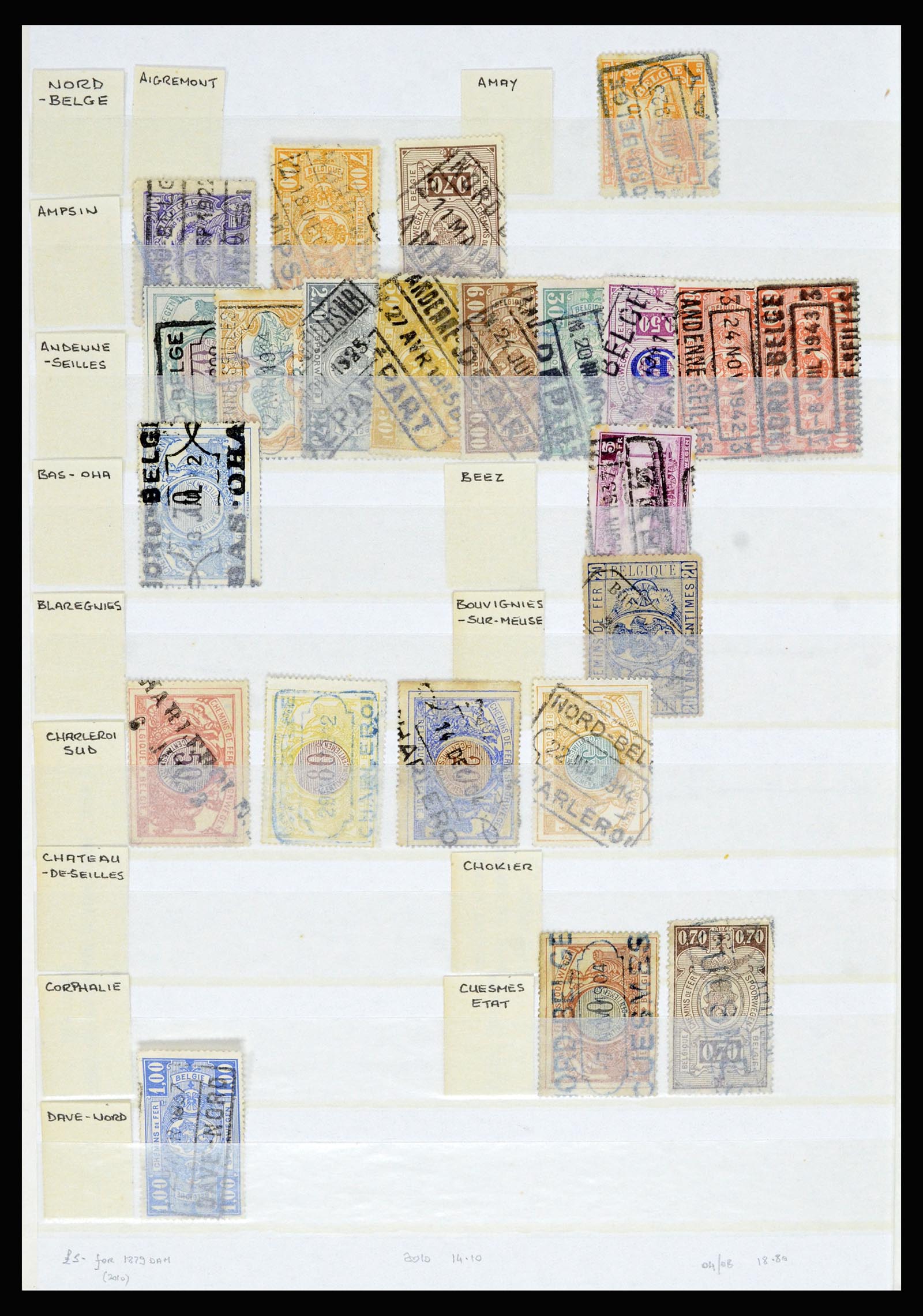 36955 046 - Postzegelverzameling 36955 België spoorwegstempels 1879-1950.