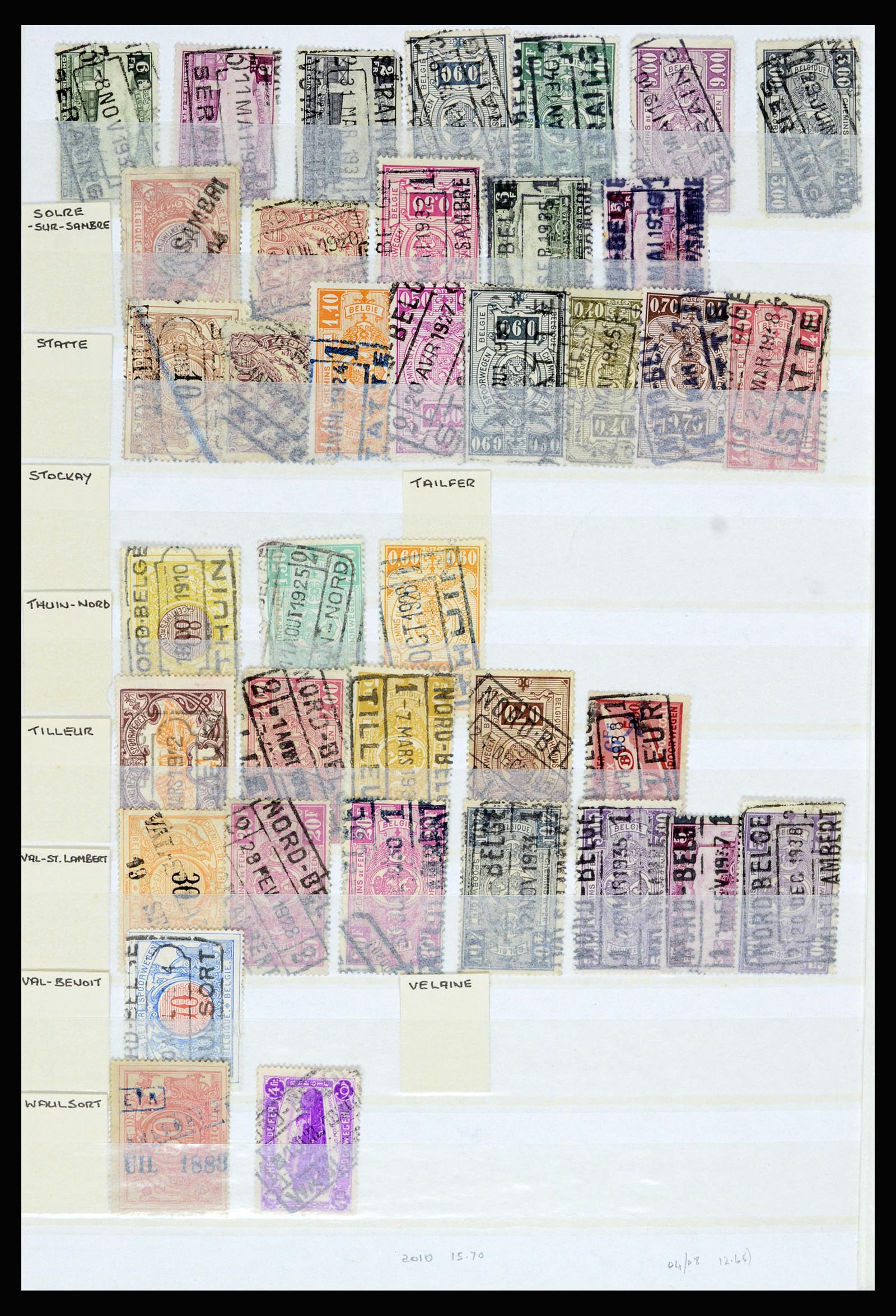 36955 052 - Postzegelverzameling 36955 België spoorwegstempels 1879-1950.