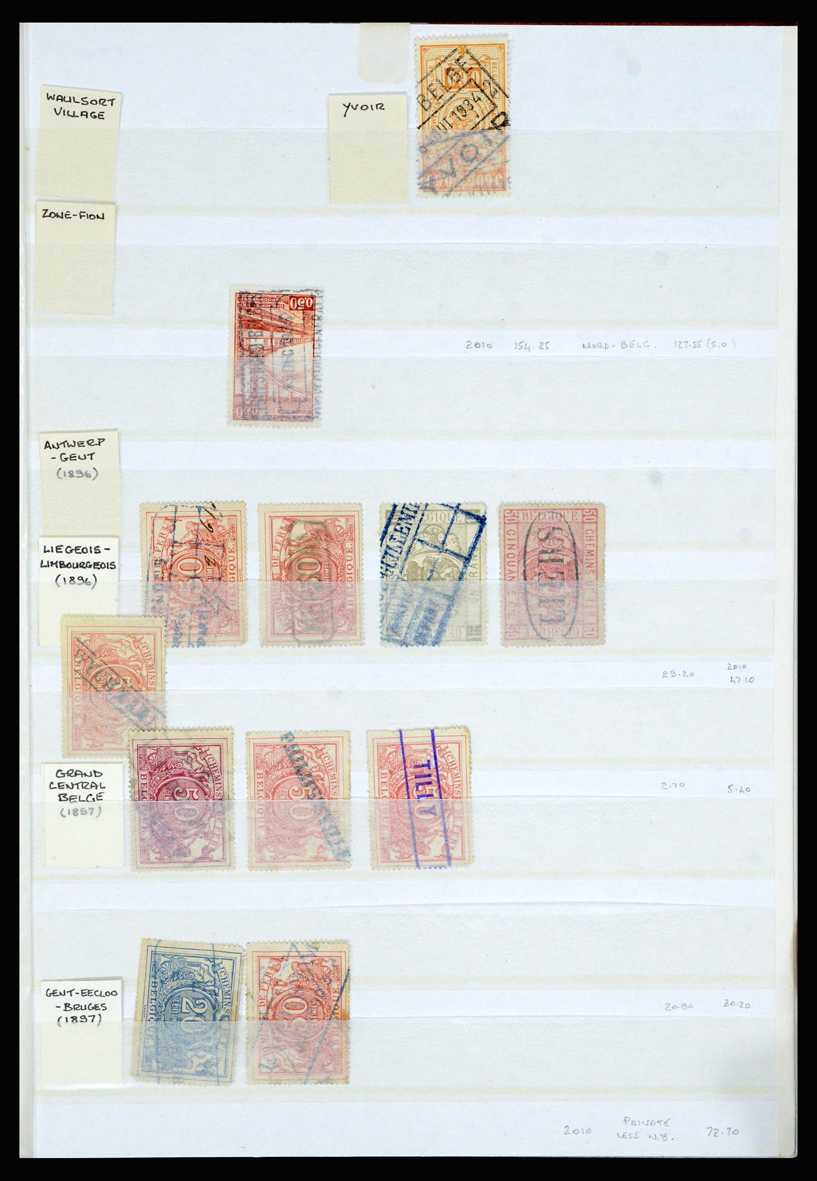 36955 053 - Postzegelverzameling 36955 België spoorwegstempels 1879-1950.