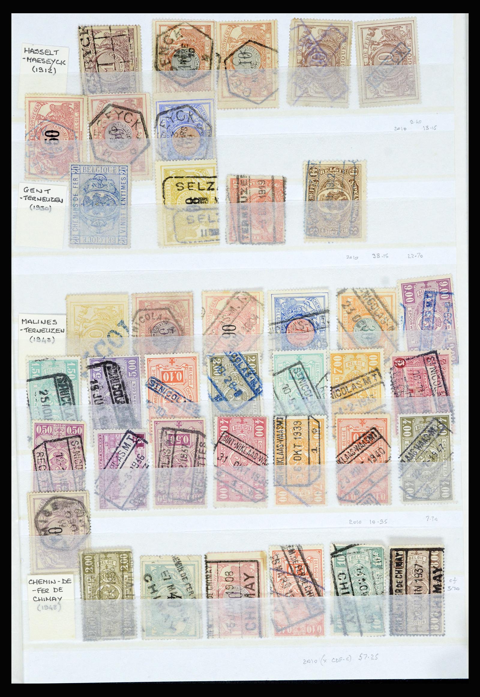 36955 055 - Postzegelverzameling 36955 België spoorwegstempels 1879-1950.