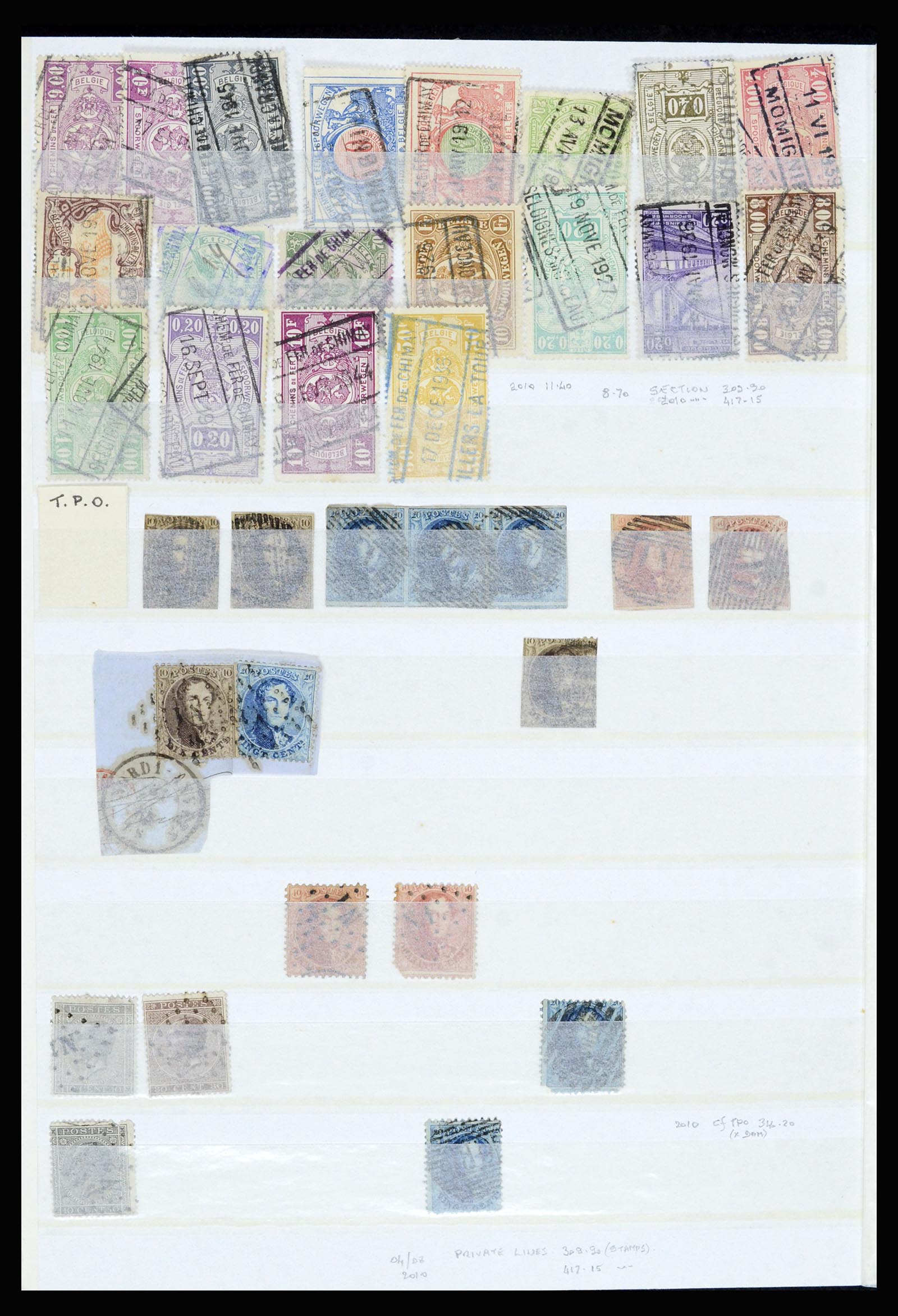 36955 056 - Postzegelverzameling 36955 België spoorwegstempels 1879-1950.