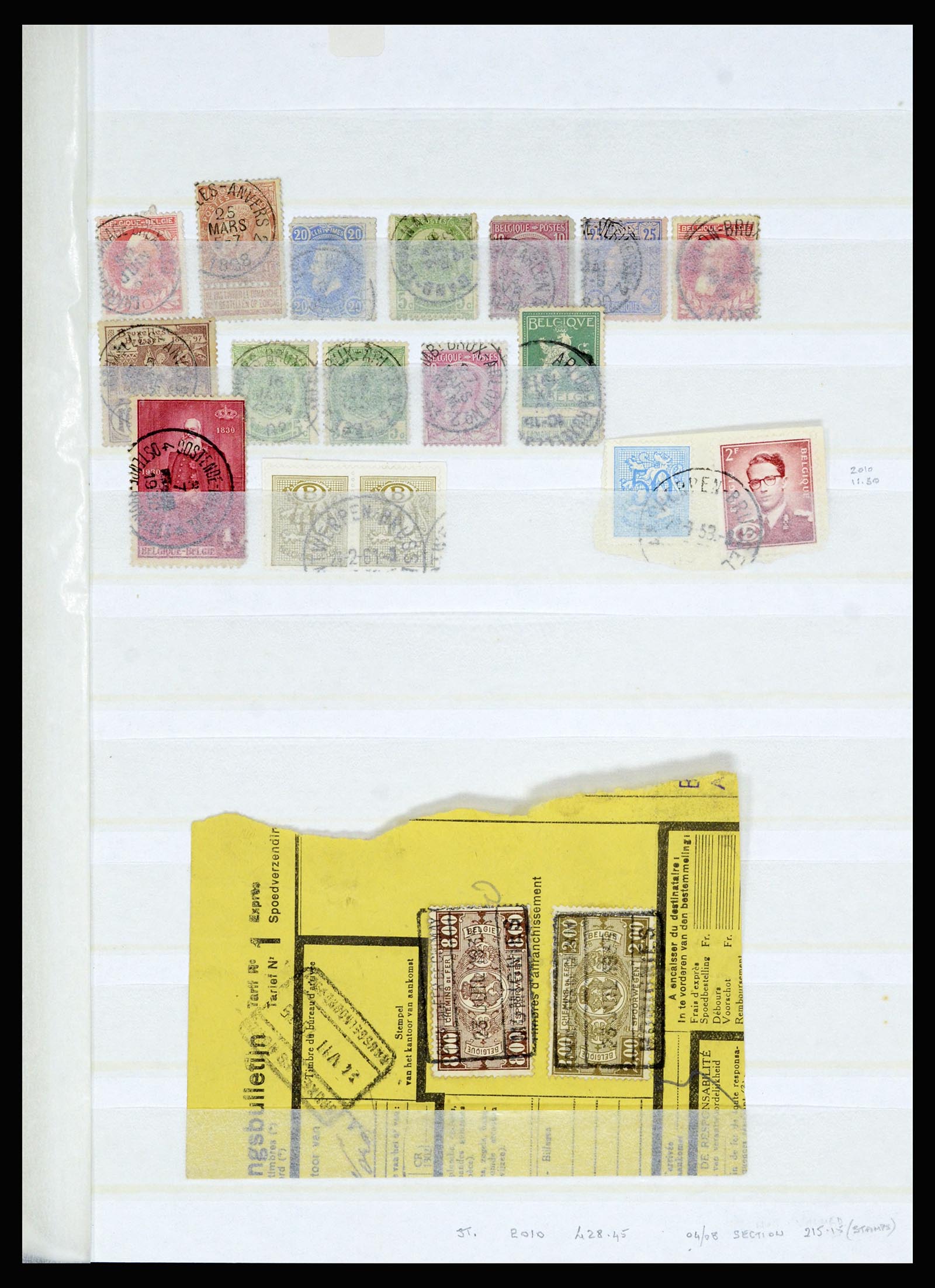36955 057 - Postzegelverzameling 36955 België spoorwegstempels 1879-1950.