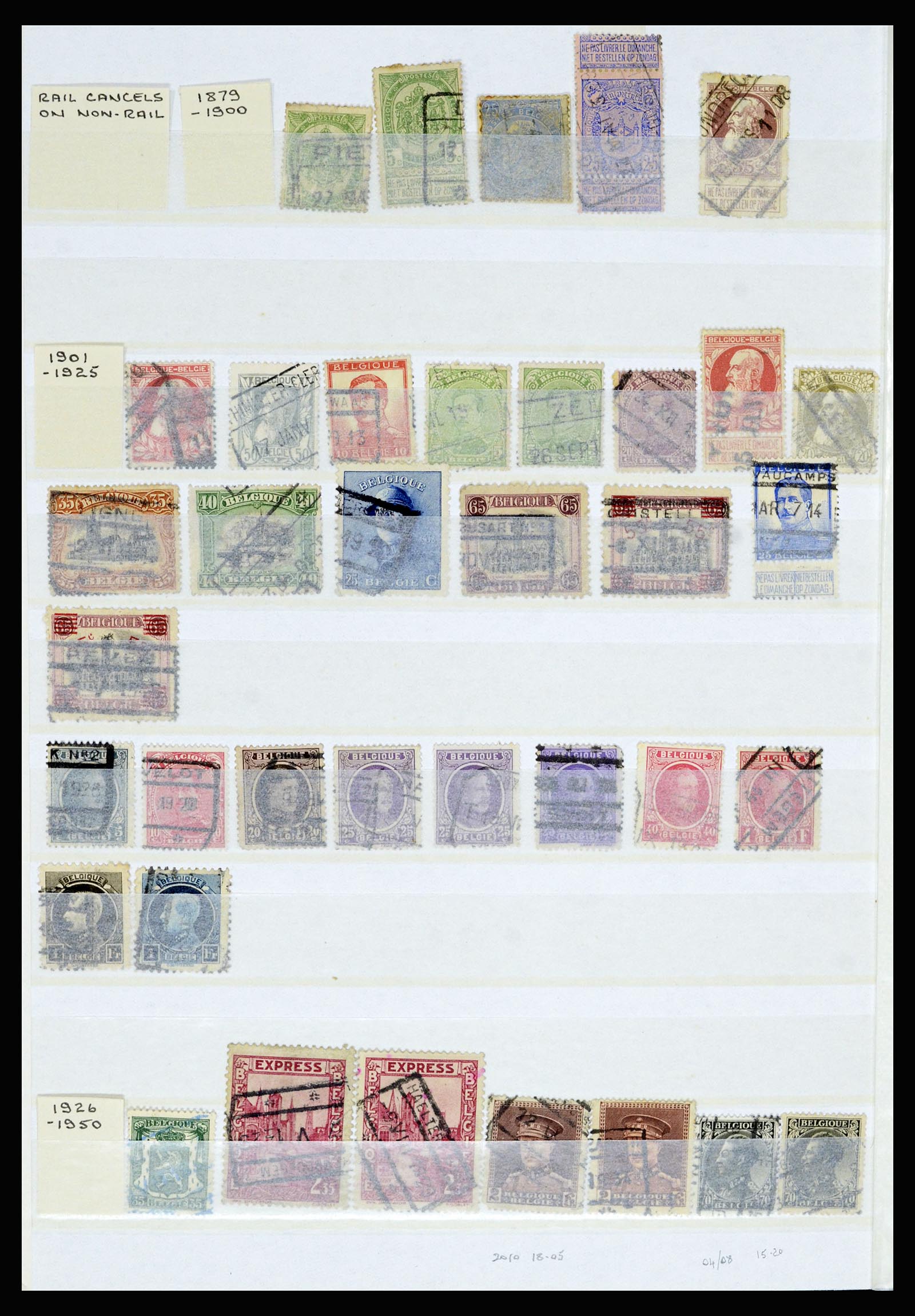 36955 058 - Postzegelverzameling 36955 België spoorwegstempels 1879-1950.