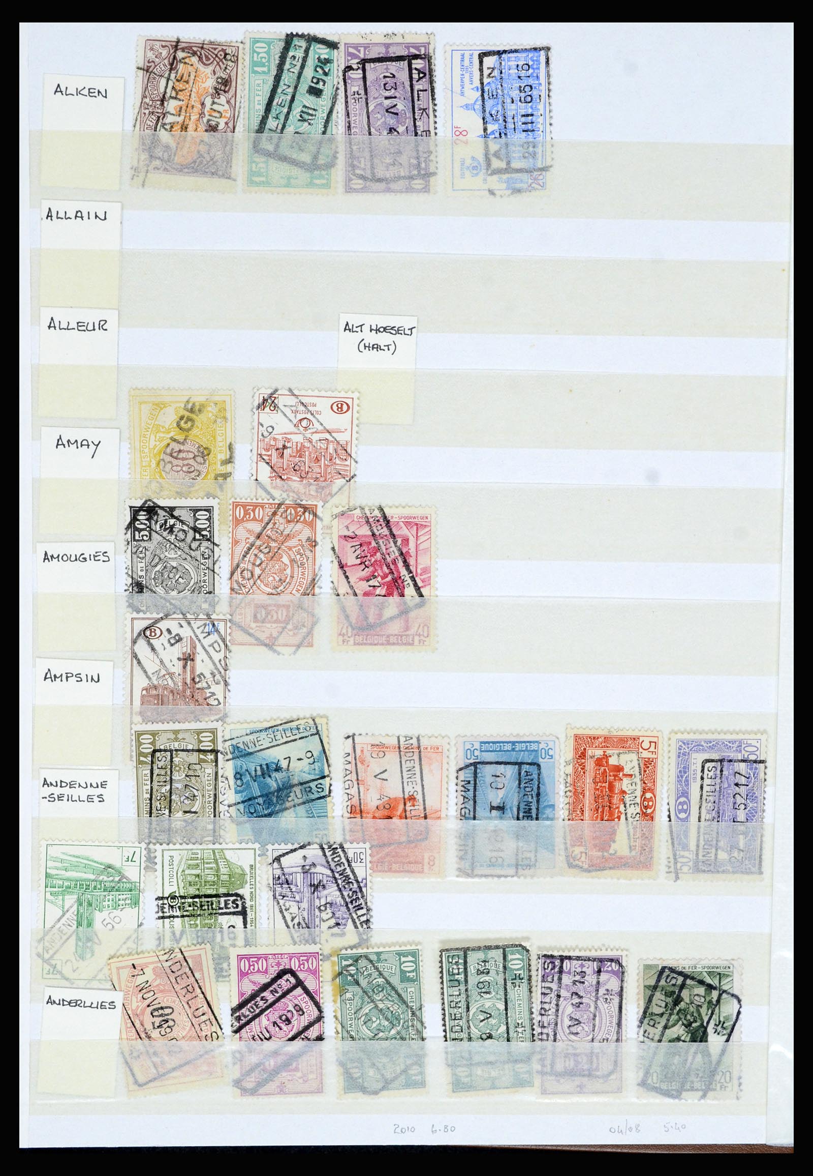 36955 068 - Postzegelverzameling 36955 België spoorwegstempels 1879-1950.