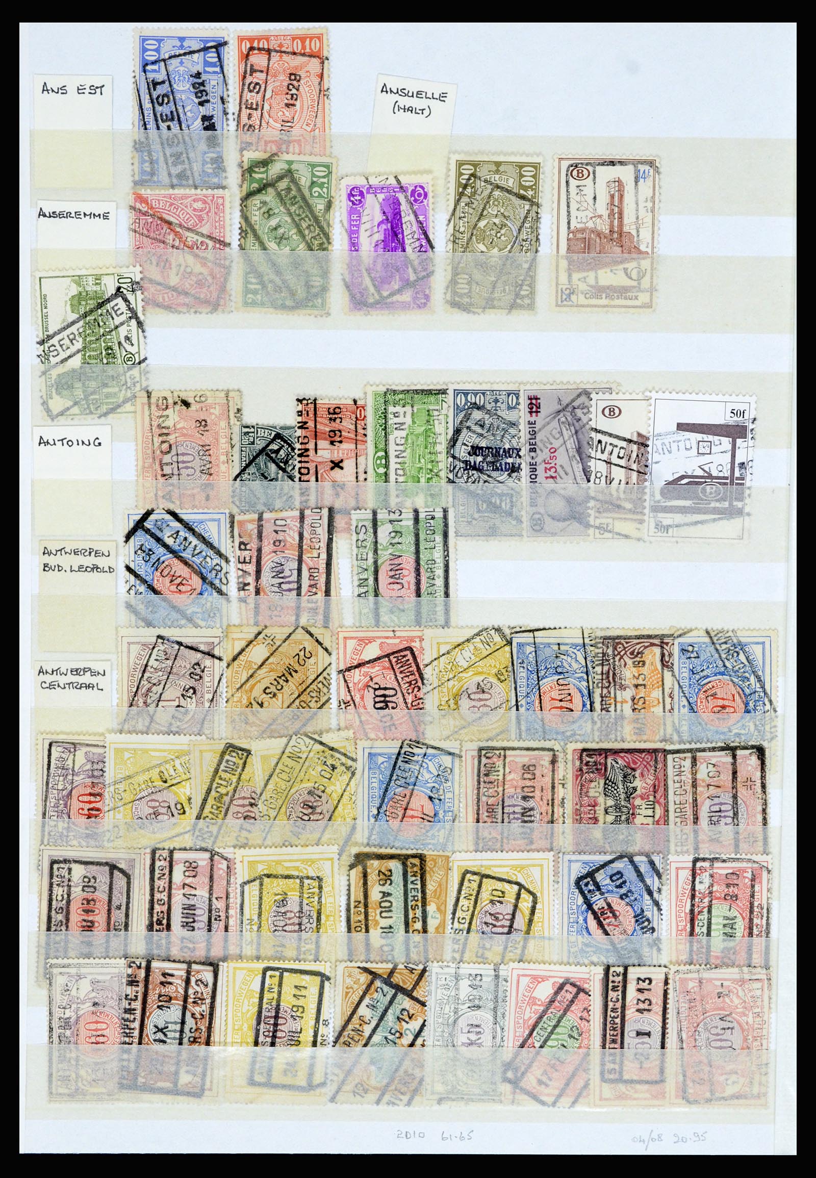 36955 070 - Postzegelverzameling 36955 België spoorwegstempels 1879-1950.