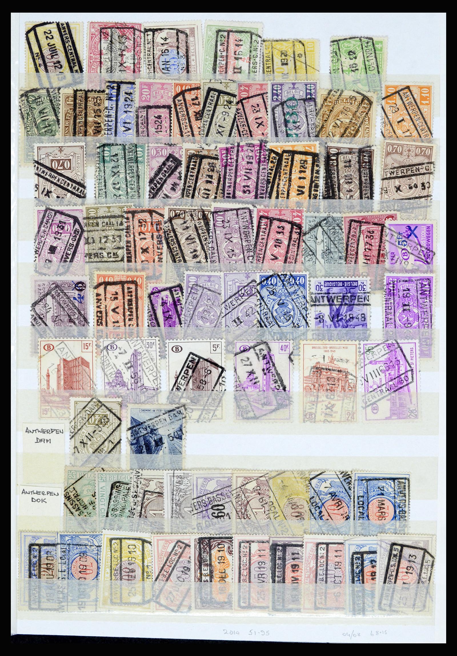 36955 071 - Postzegelverzameling 36955 België spoorwegstempels 1879-1950.