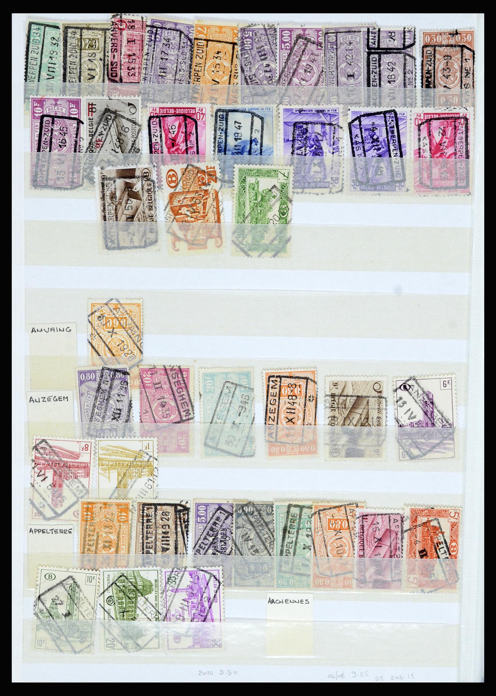 36955 074 - Postzegelverzameling 36955 België spoorwegstempels 1879-1950.