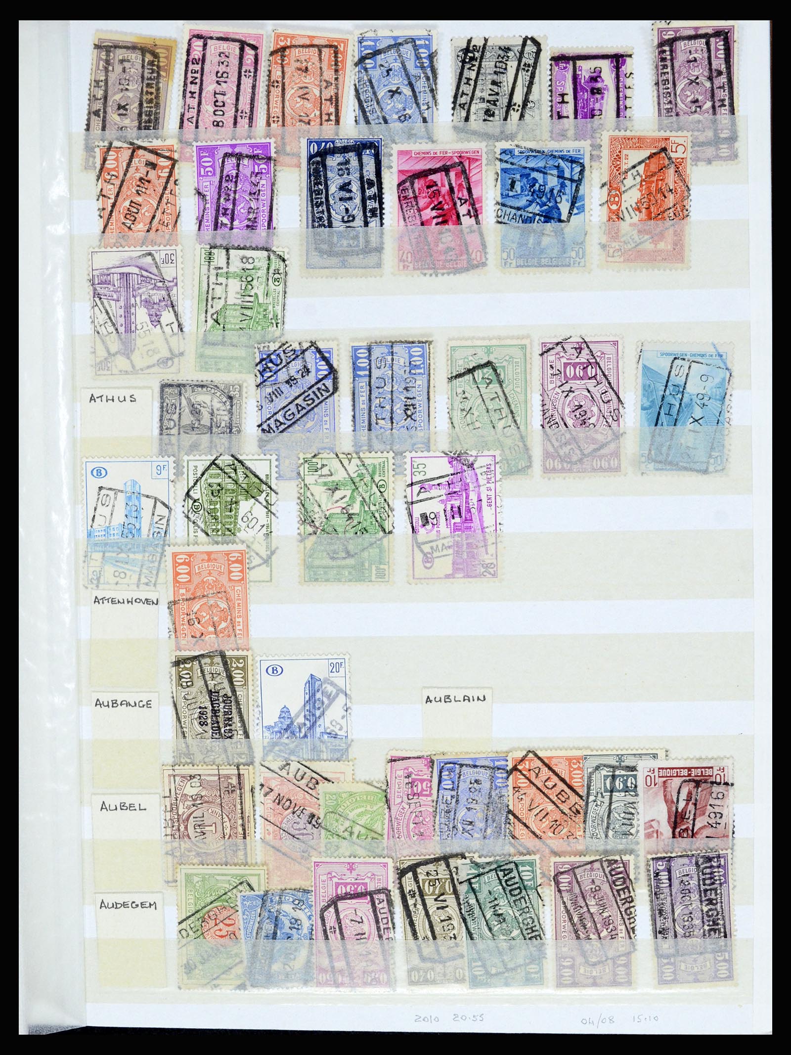 36955 077 - Postzegelverzameling 36955 België spoorwegstempels 1879-1950.
