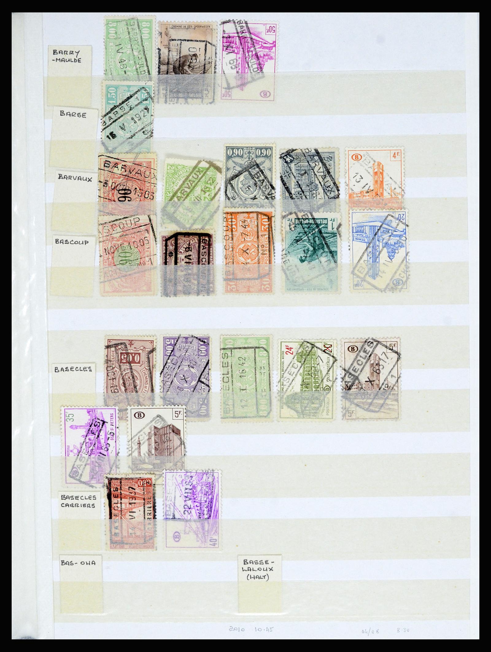 36955 081 - Postzegelverzameling 36955 België spoorwegstempels 1879-1950.