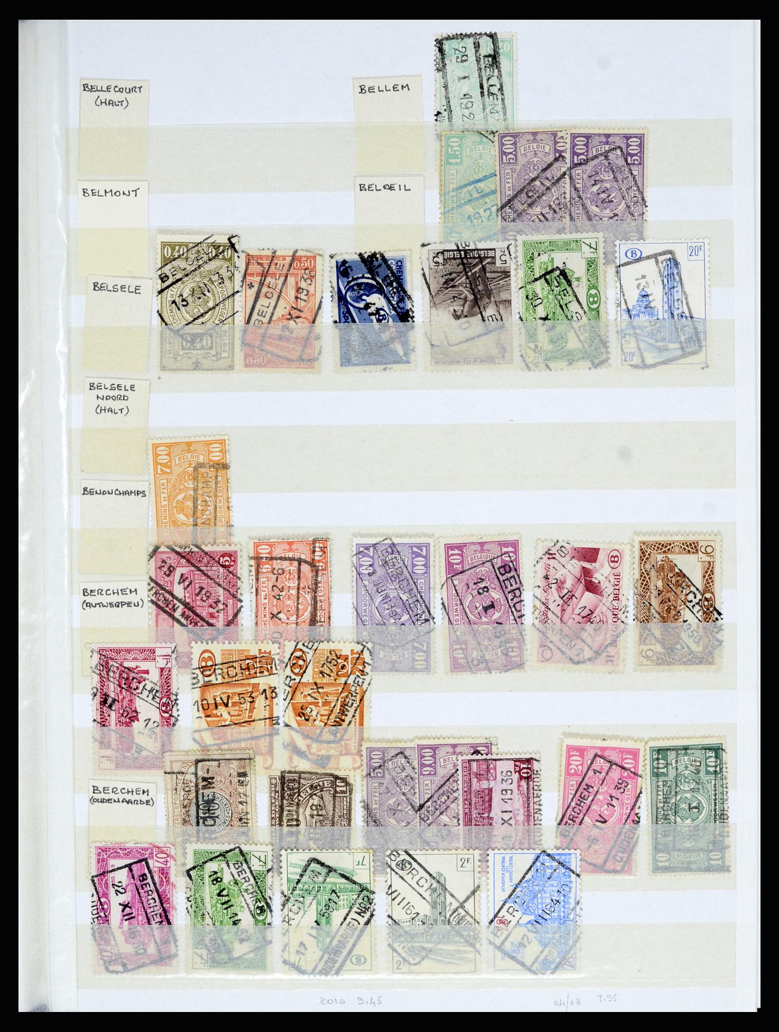 36955 085 - Postzegelverzameling 36955 België spoorwegstempels 1879-1950.