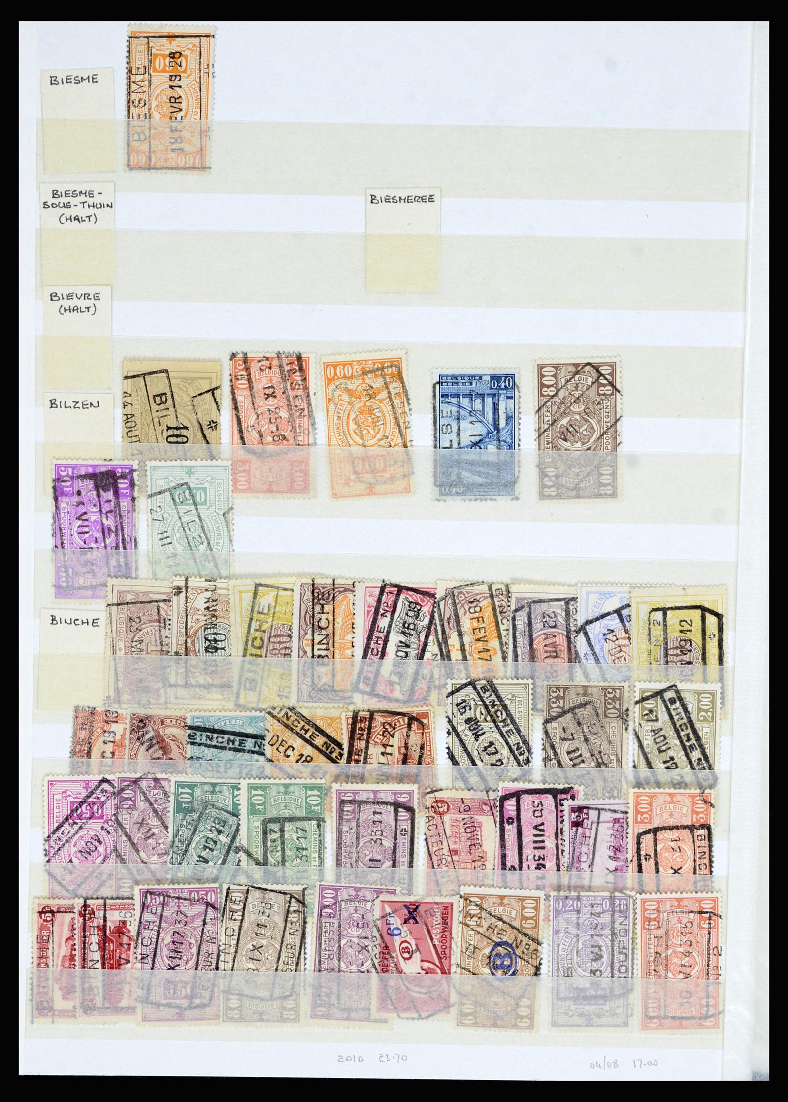 36955 088 - Postzegelverzameling 36955 België spoorwegstempels 1879-1950.