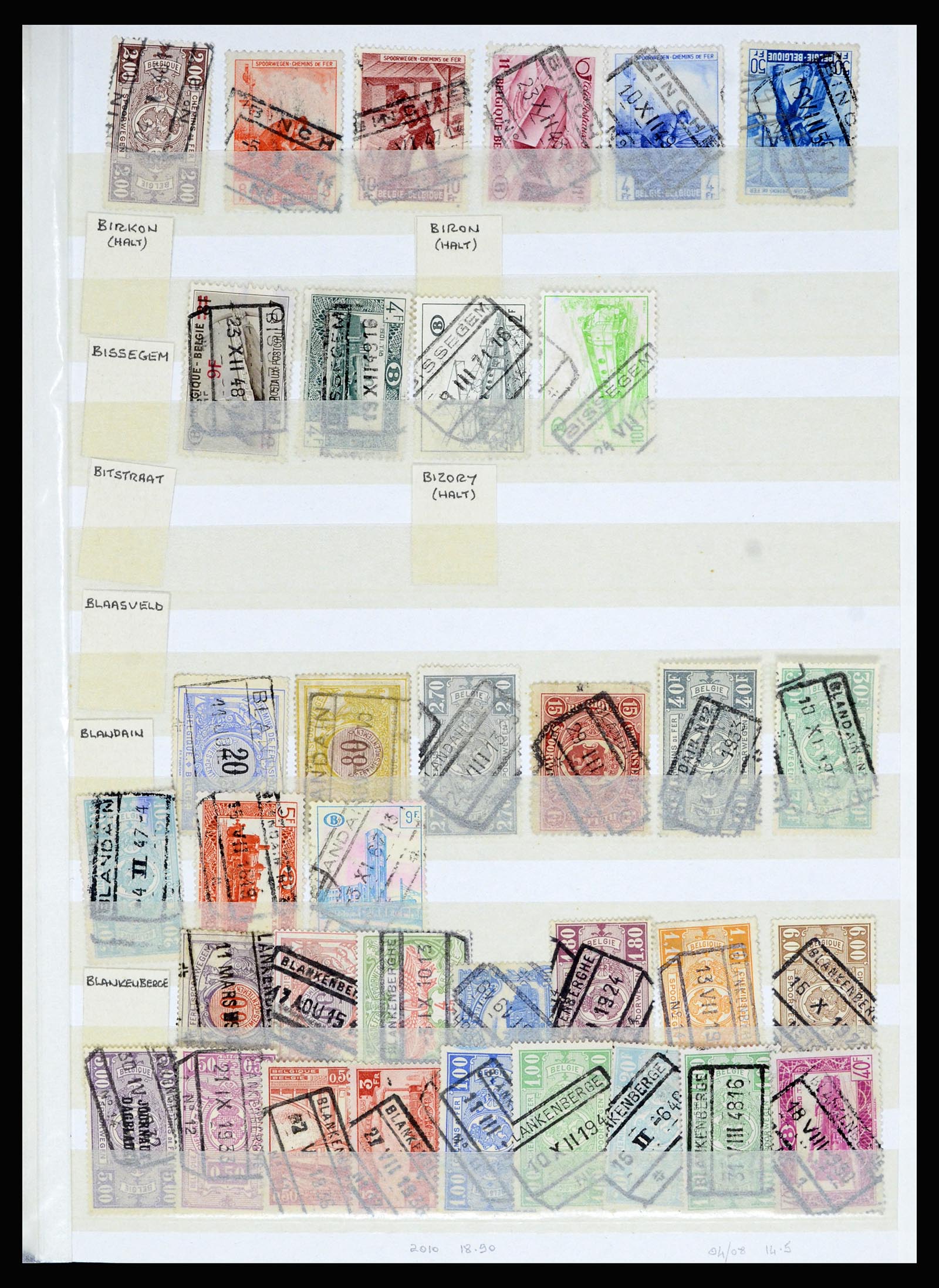 36955 089 - Postzegelverzameling 36955 België spoorwegstempels 1879-1950.