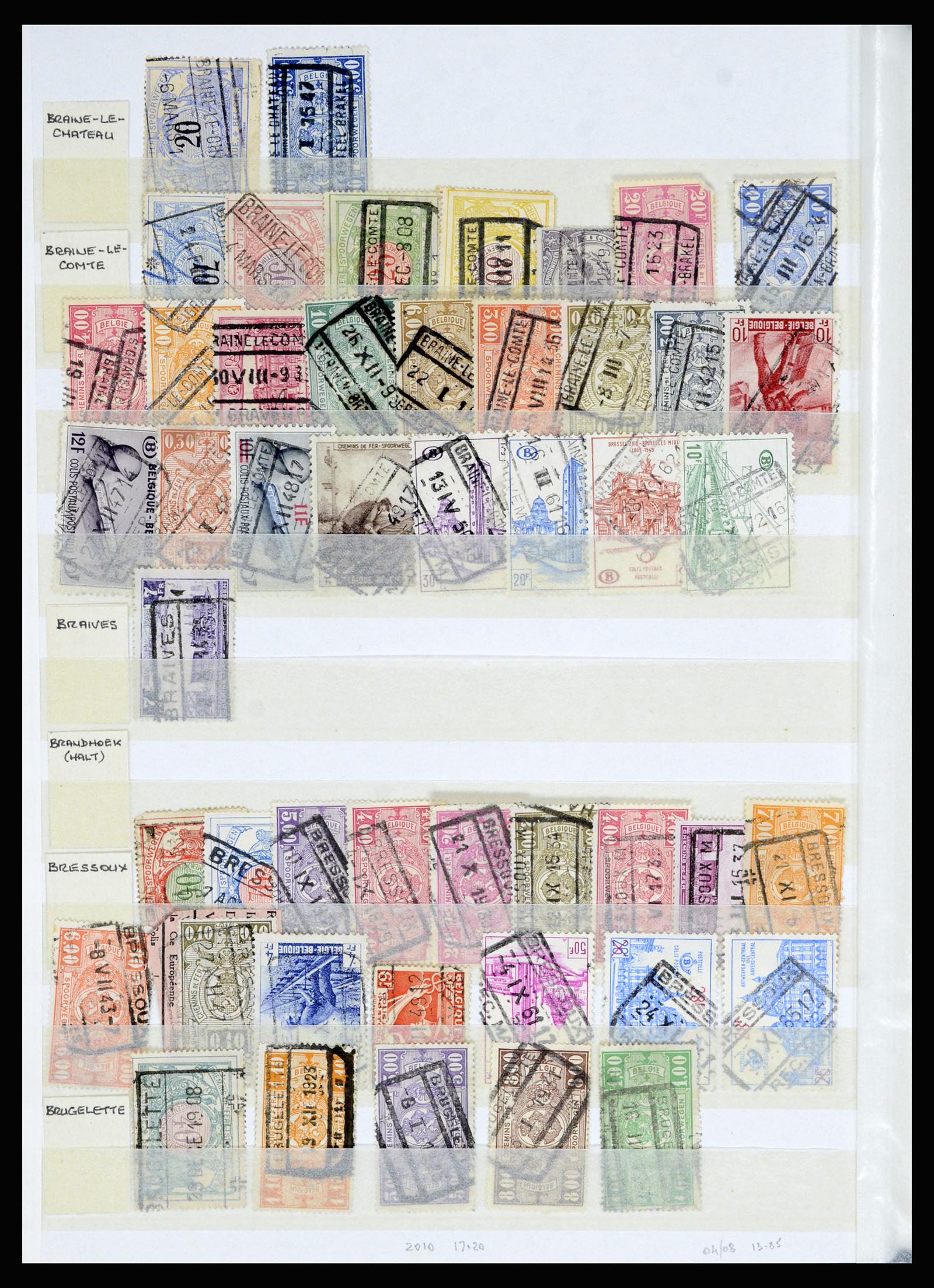 36955 096 - Postzegelverzameling 36955 België spoorwegstempels 1879-1950.