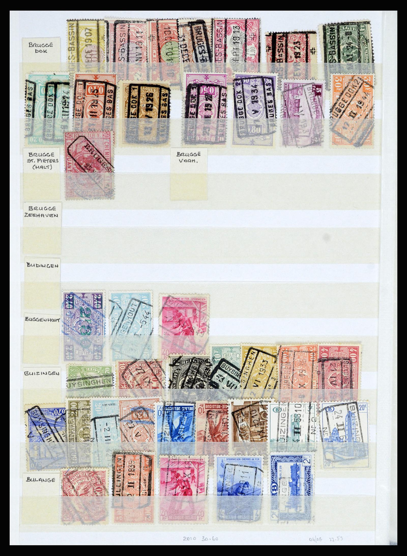 36955 098 - Postzegelverzameling 36955 België spoorwegstempels 1879-1950.
