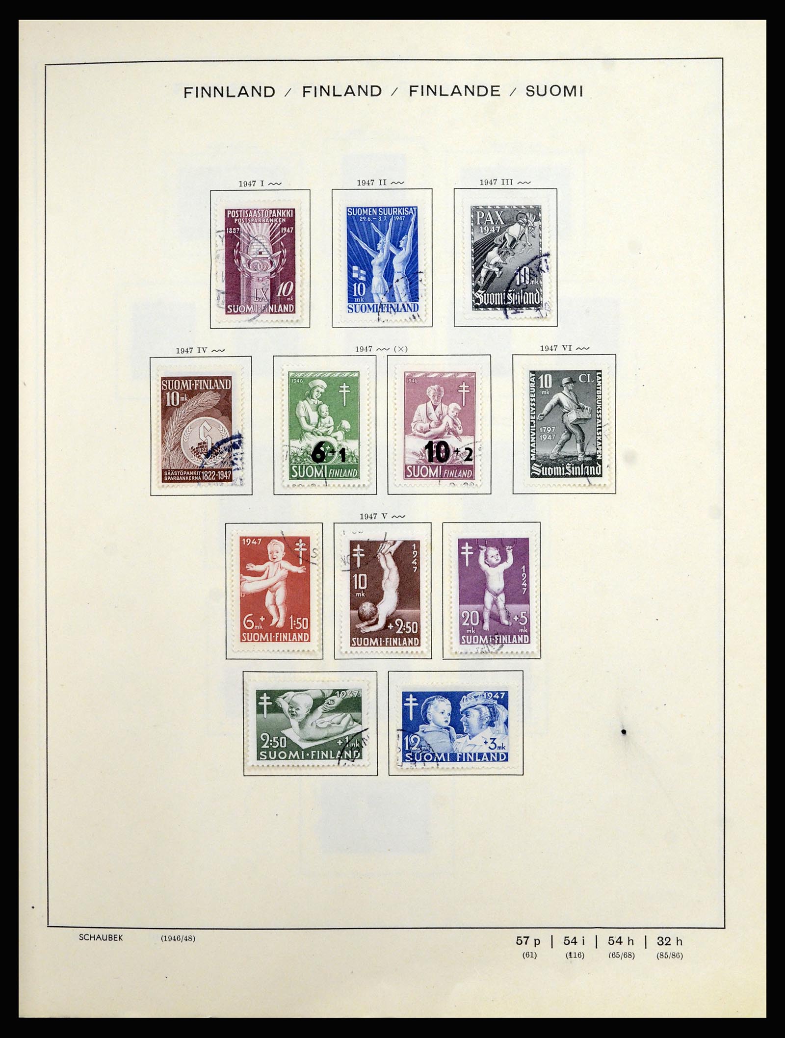 36977 014 - Postzegelverzameling 36977 Finland 1921-1980.