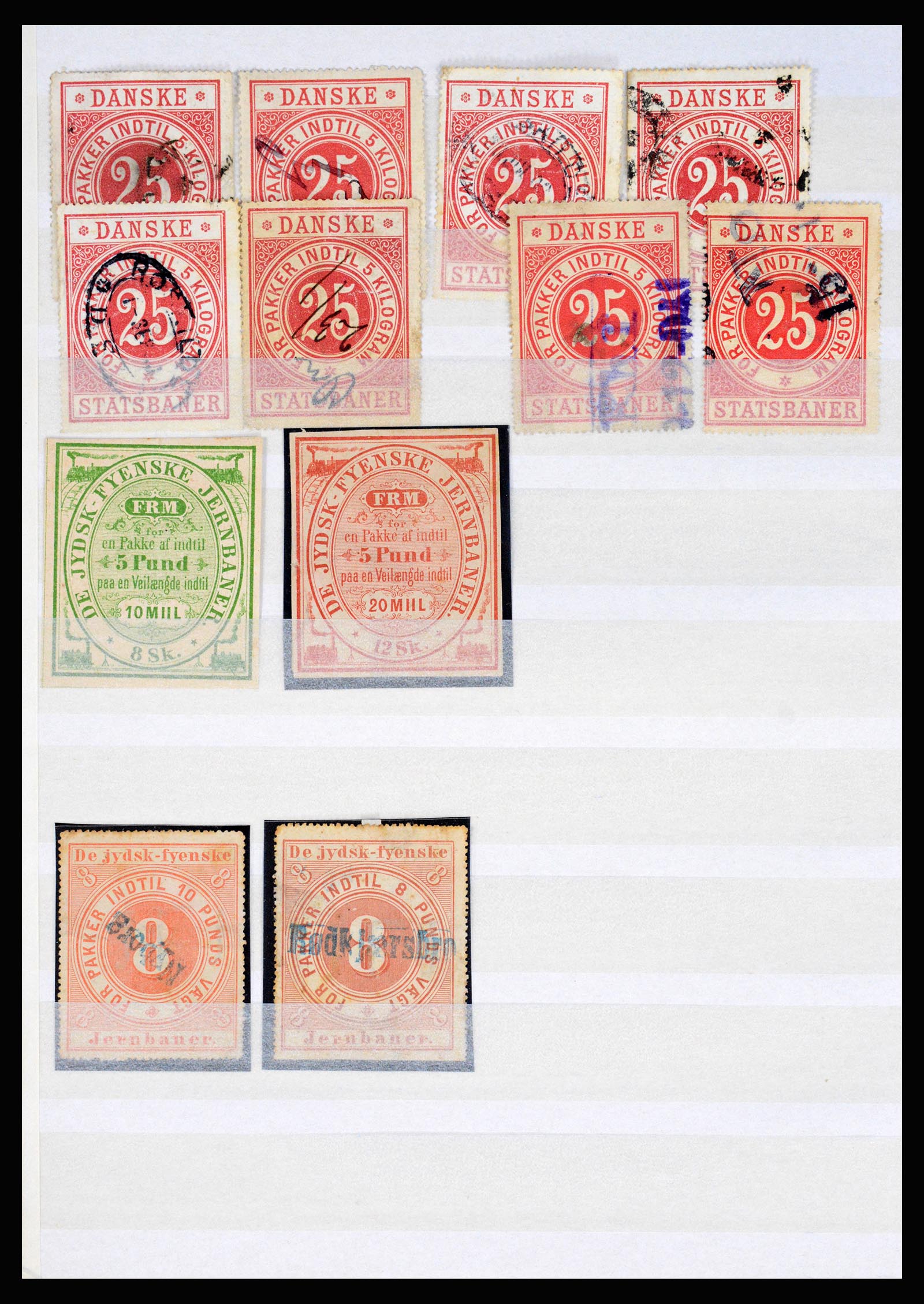 36982 002 - Postzegelverzameling 36982 Denemarken spoorwegzegels.