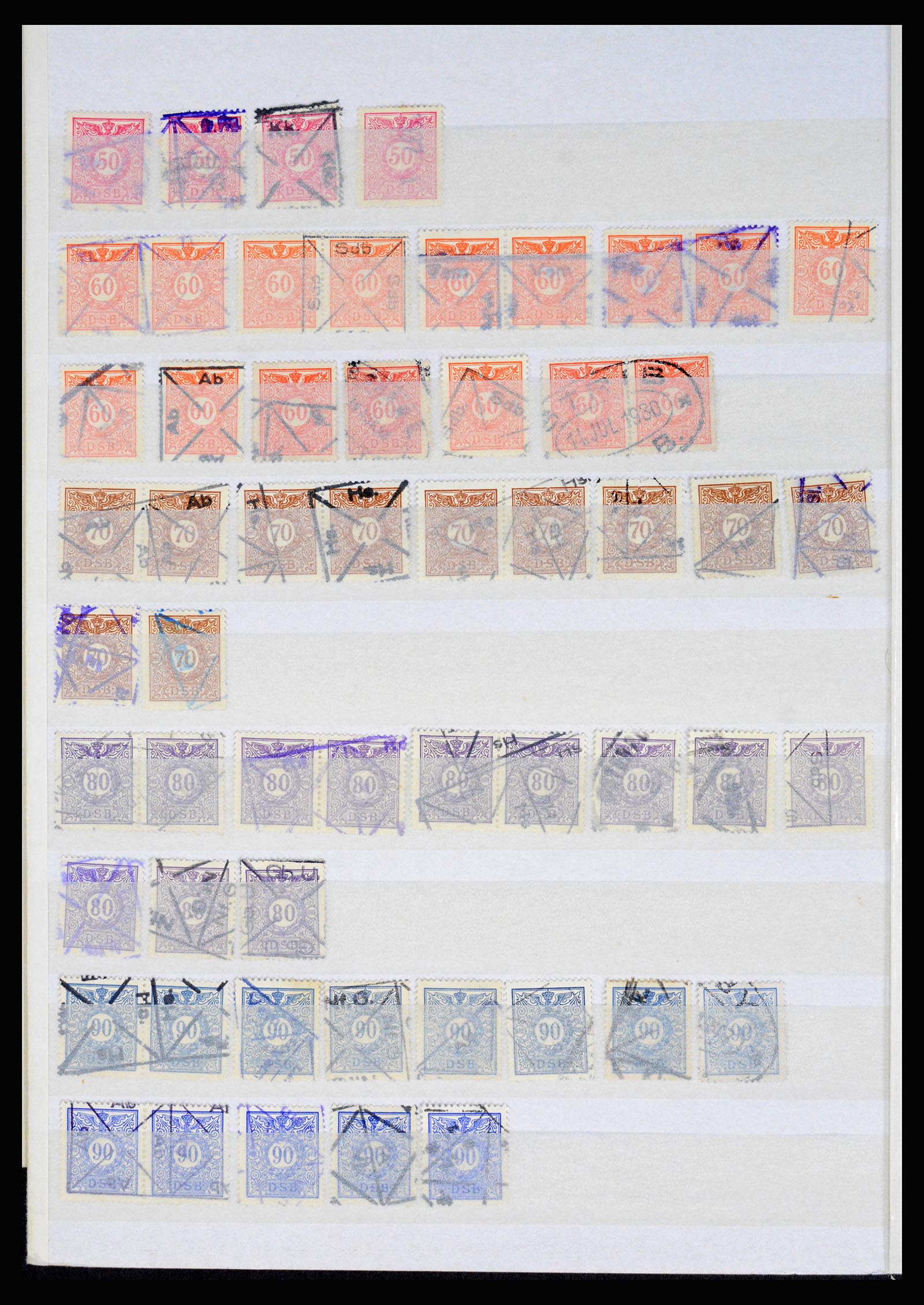36982 004 - Postzegelverzameling 36982 Denemarken spoorwegzegels.