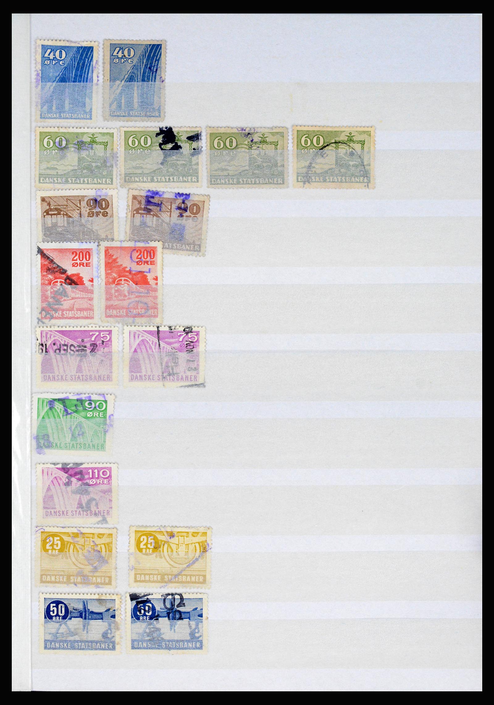 36982 007 - Postzegelverzameling 36982 Denemarken spoorwegzegels.