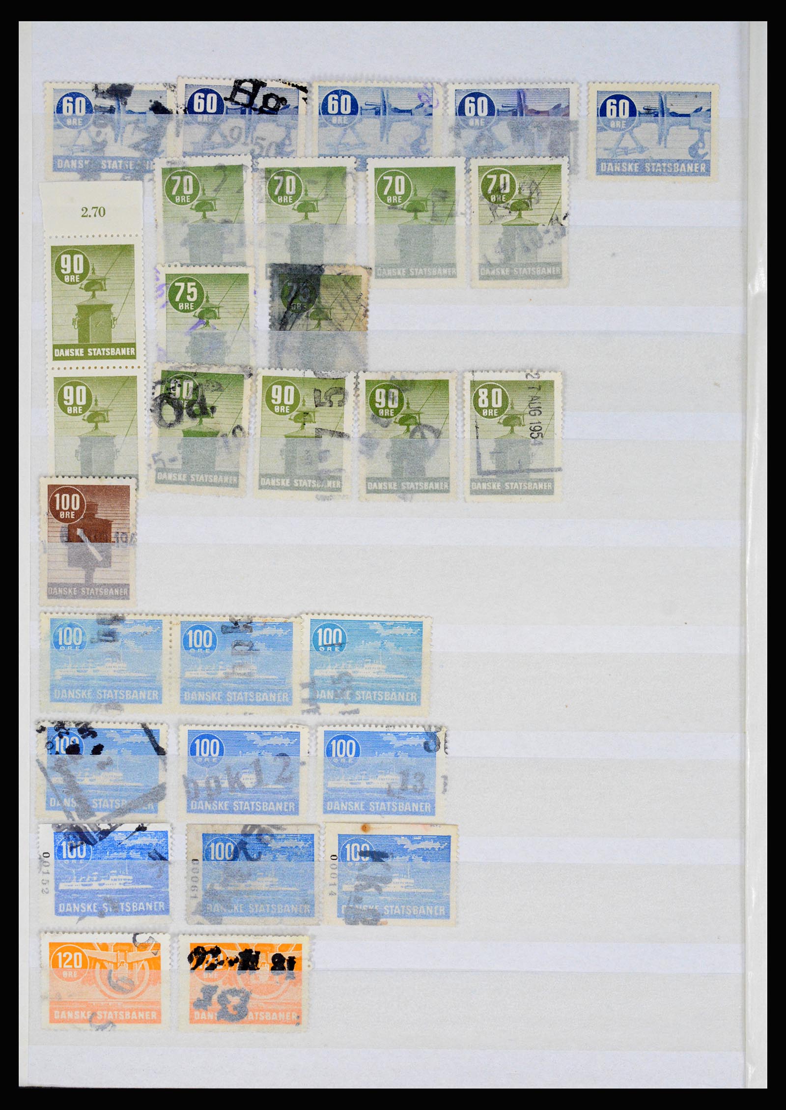 36982 008 - Postzegelverzameling 36982 Denemarken spoorwegzegels.