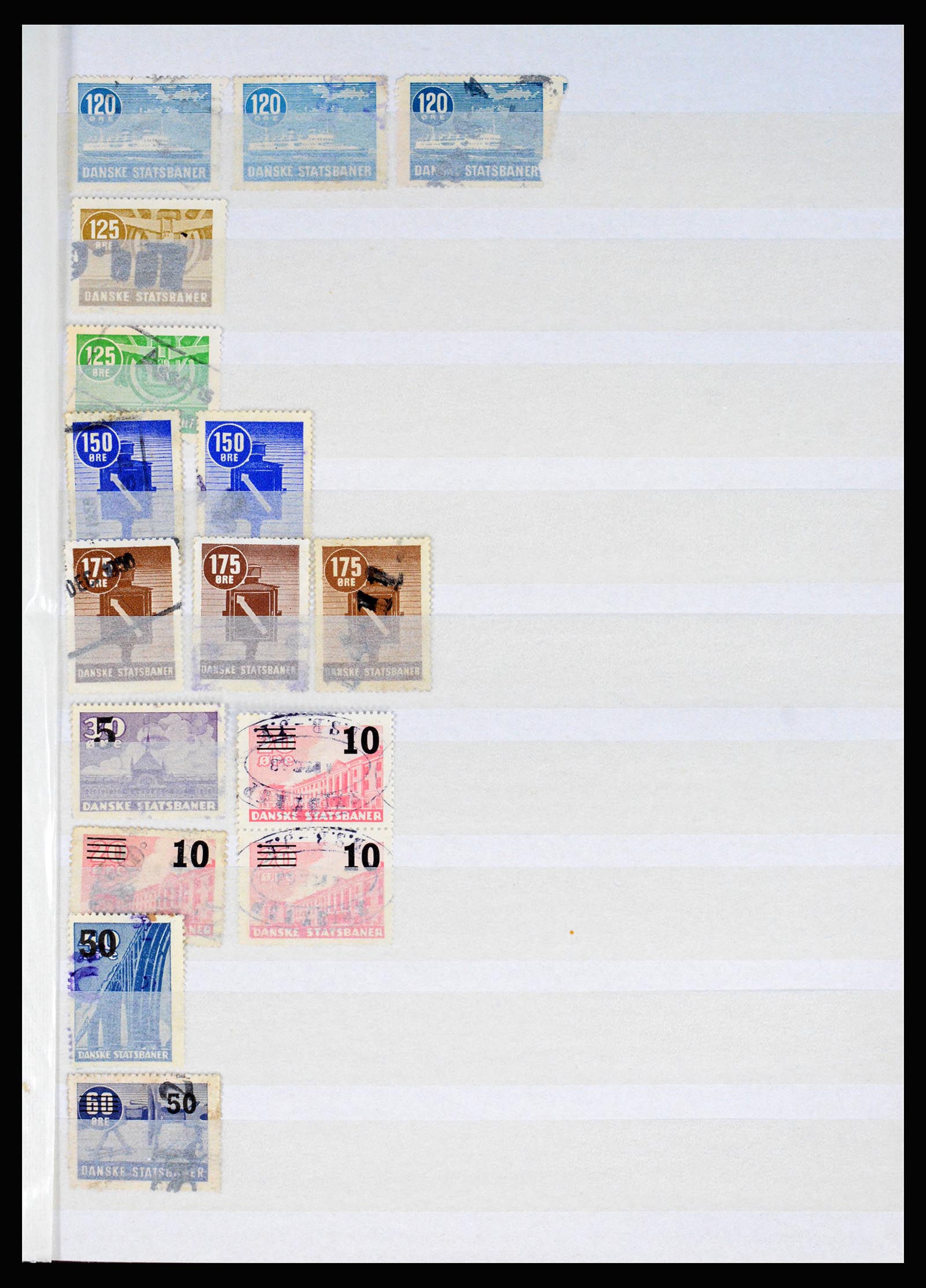36982 009 - Postzegelverzameling 36982 Denemarken spoorwegzegels.