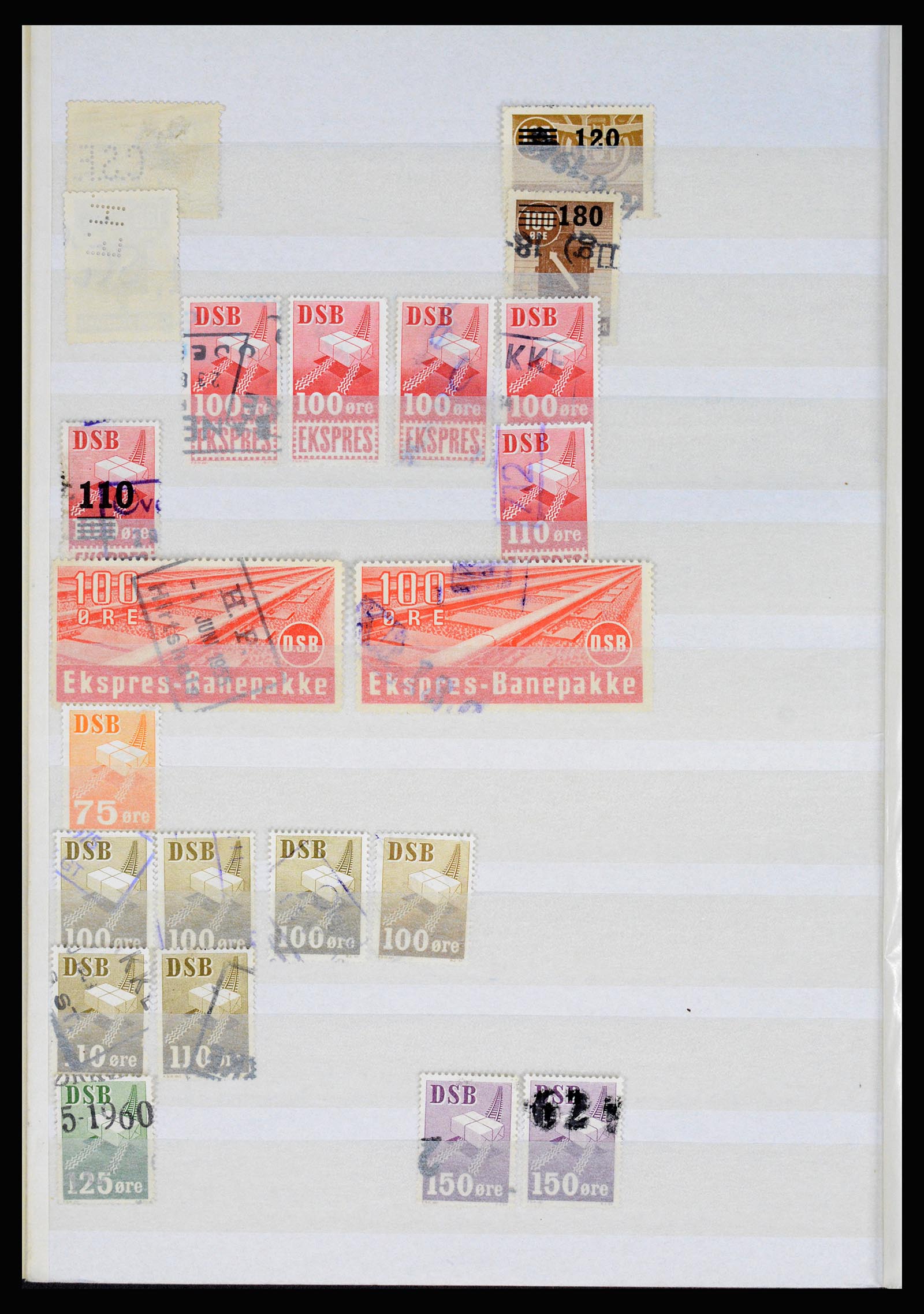 36982 010 - Postzegelverzameling 36982 Denemarken spoorwegzegels.