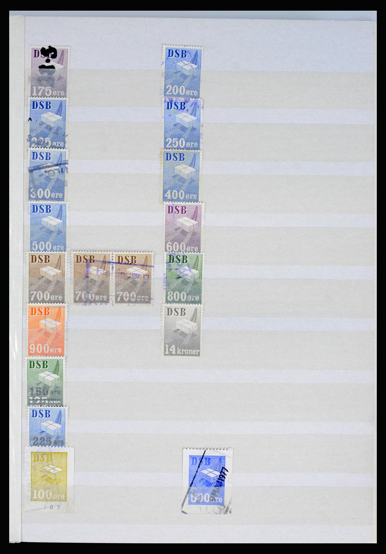 36982 011 - Postzegelverzameling 36982 Denemarken spoorwegzegels.