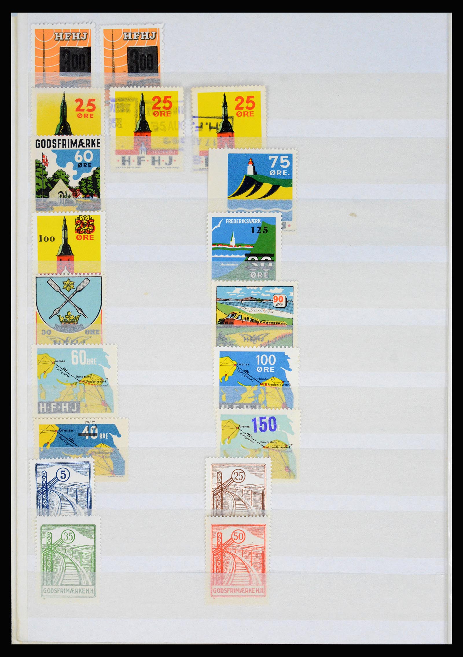 36982 026 - Stamp collection 36982 Denmark railroad stamps.