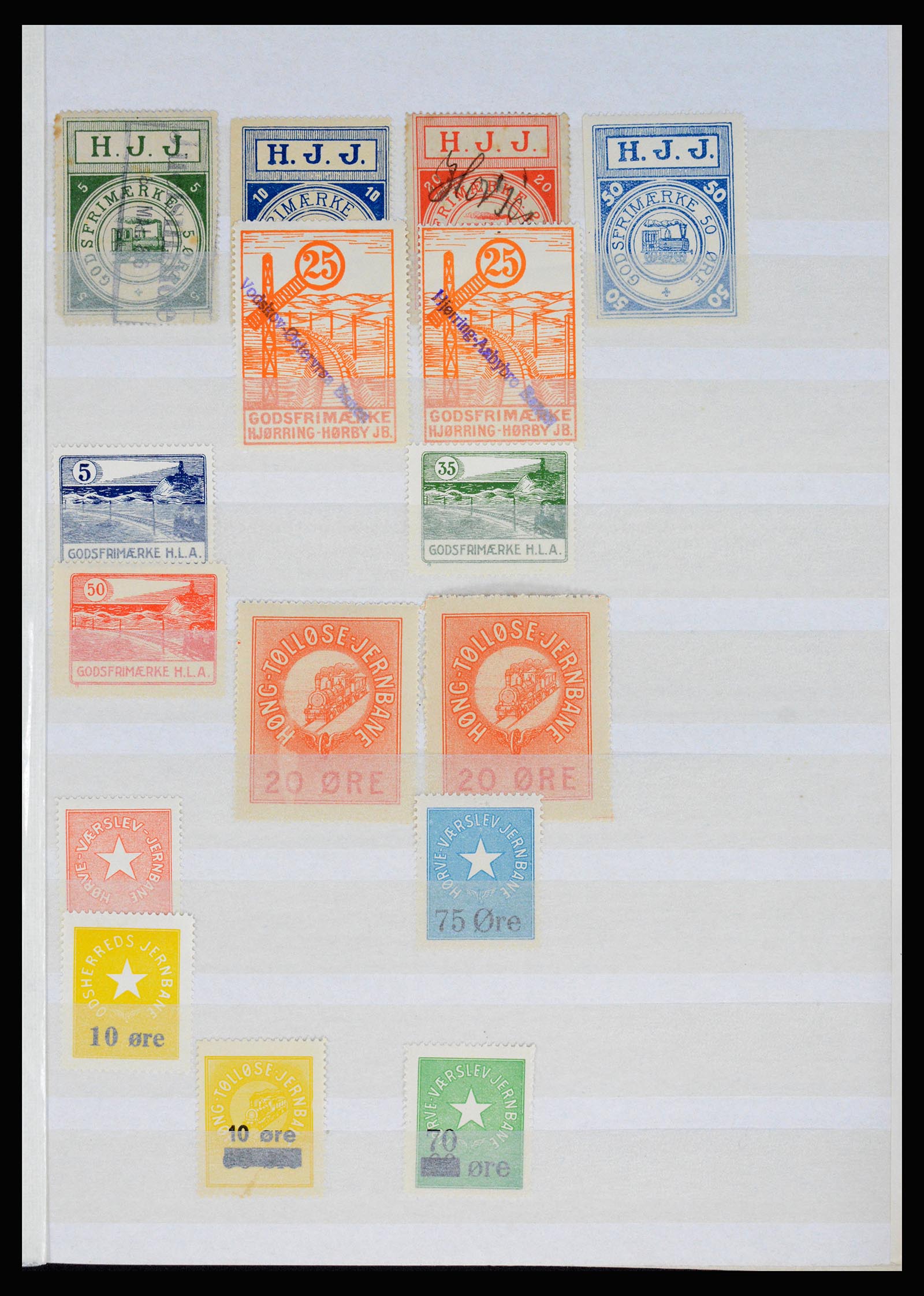 36982 027 - Postzegelverzameling 36982 Denemarken spoorwegzegels.
