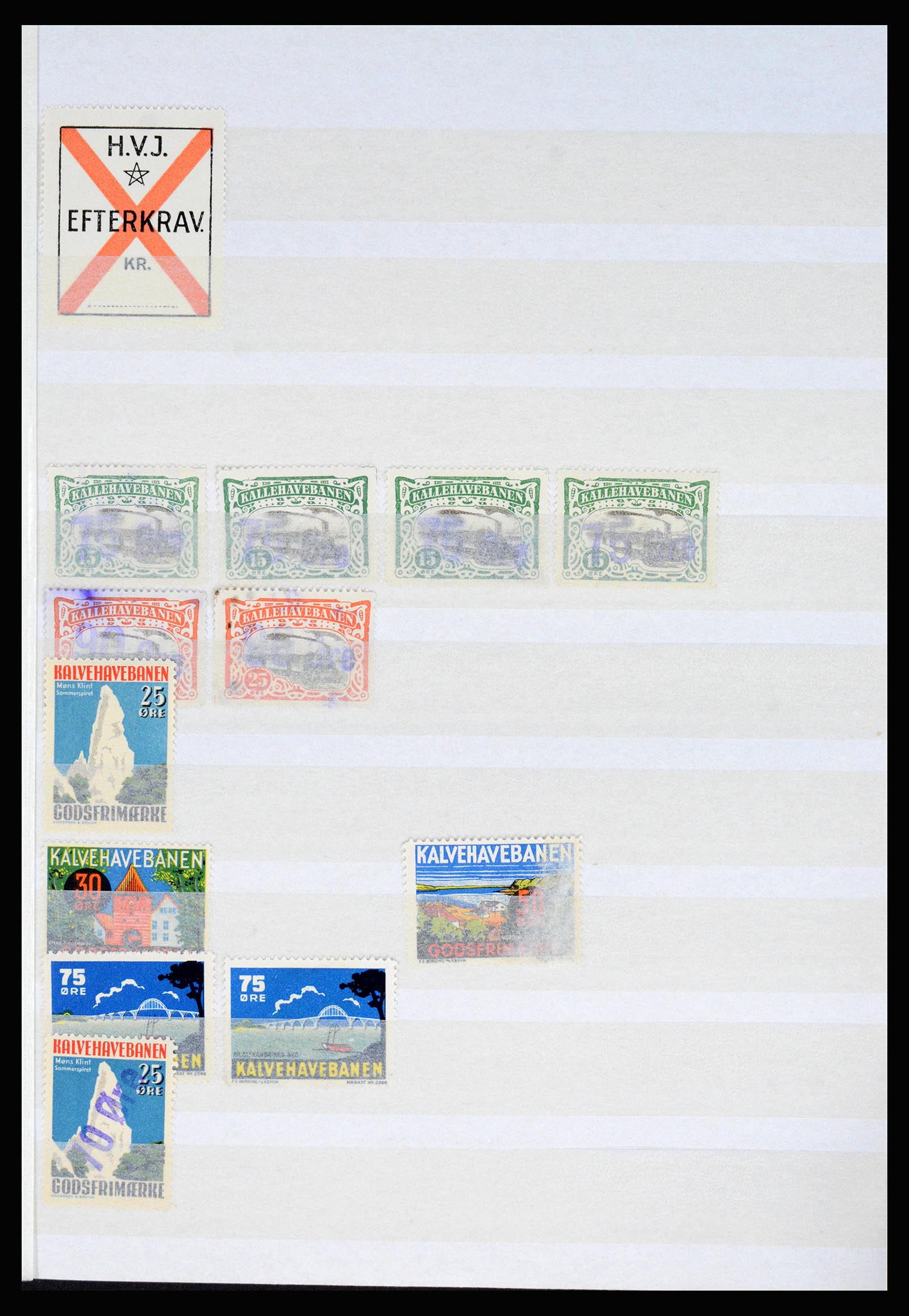 36982 031 - Postzegelverzameling 36982 Denemarken spoorwegzegels.