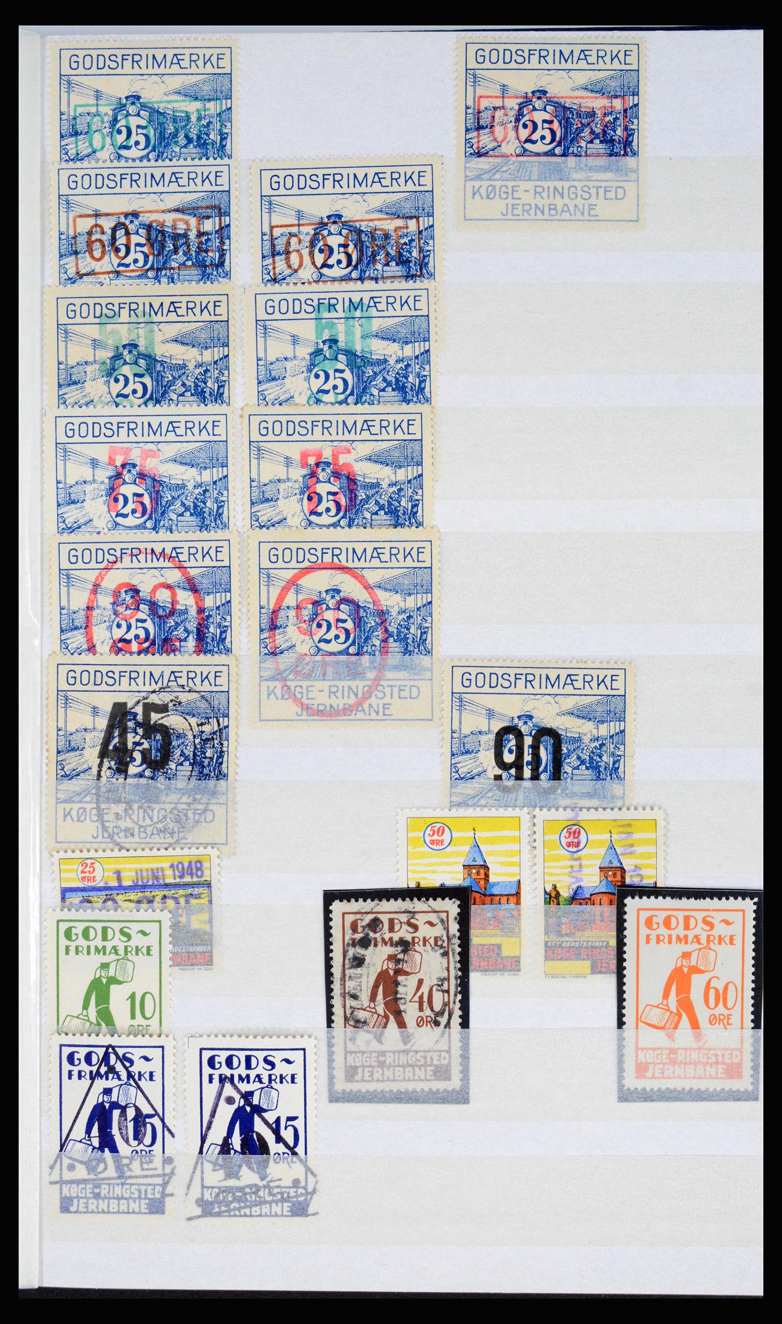 36982 033 - Postzegelverzameling 36982 Denemarken spoorwegzegels.