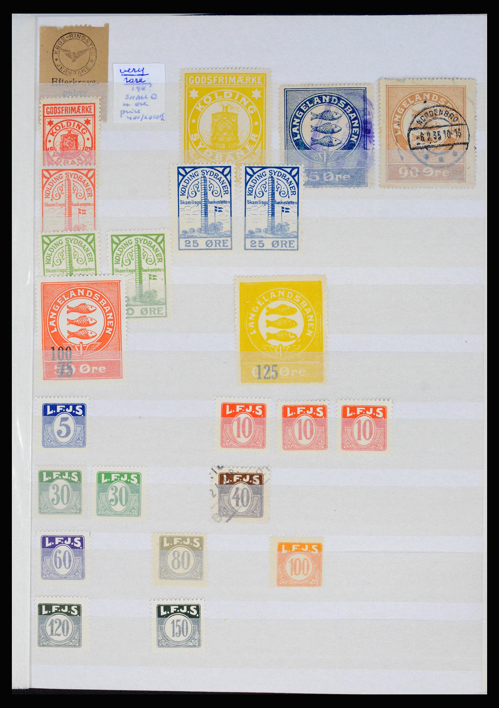 36982 035 - Postzegelverzameling 36982 Denemarken spoorwegzegels.