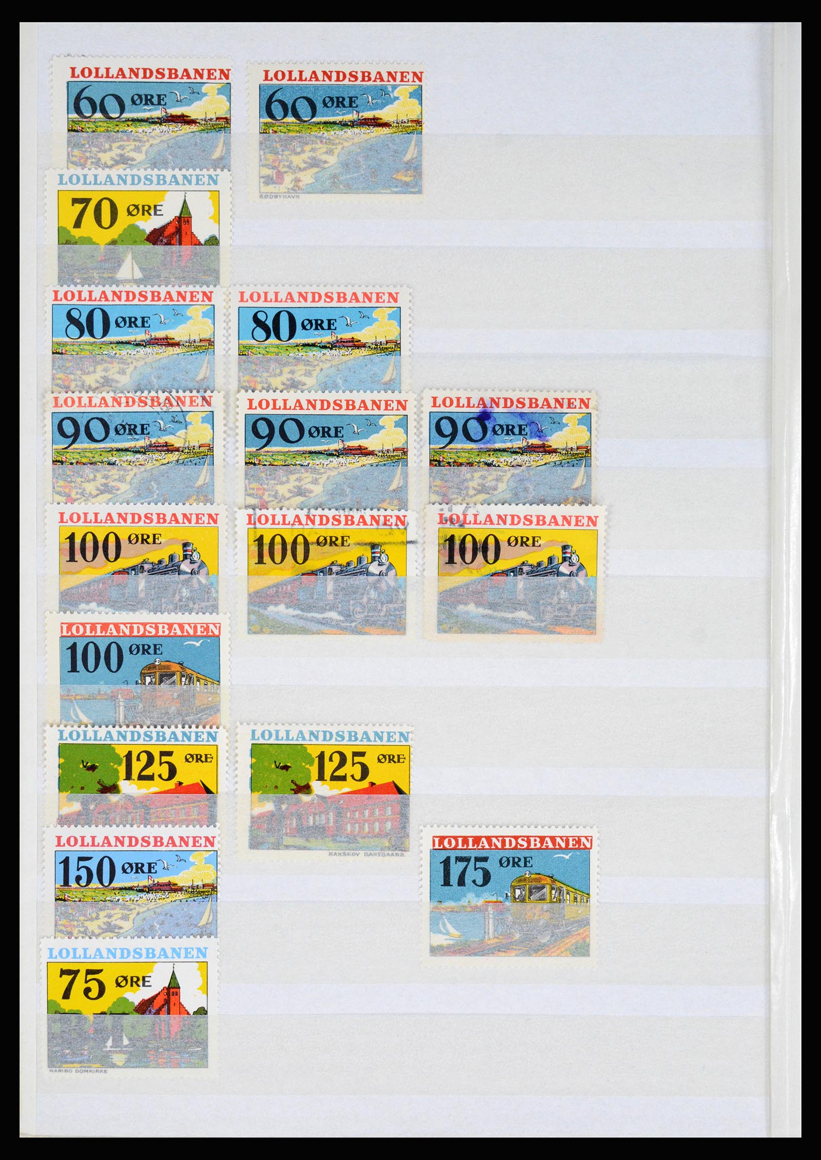 36982 040 - Postzegelverzameling 36982 Denemarken spoorwegzegels.
