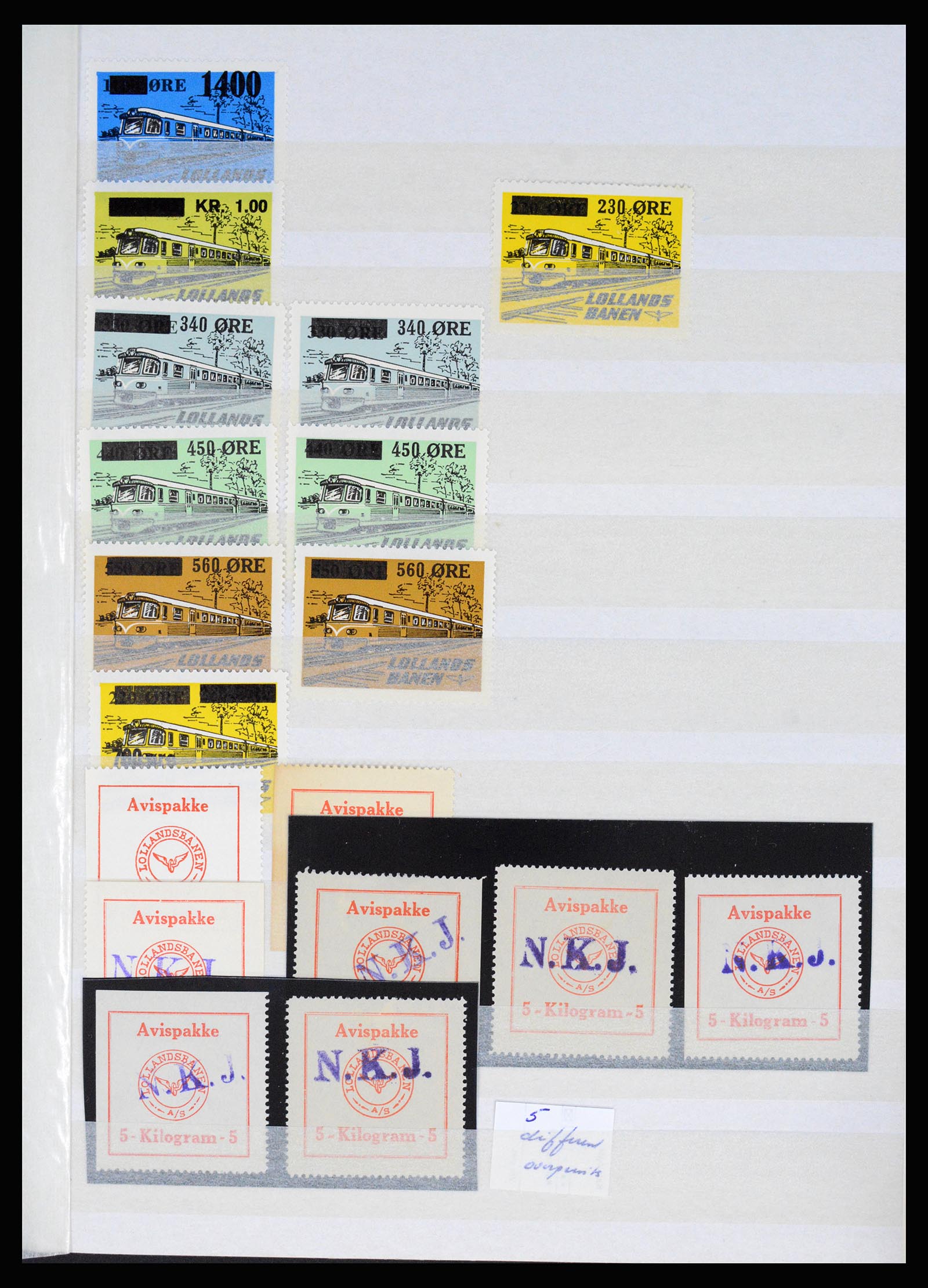36982 043 - Postzegelverzameling 36982 Denemarken spoorwegzegels.