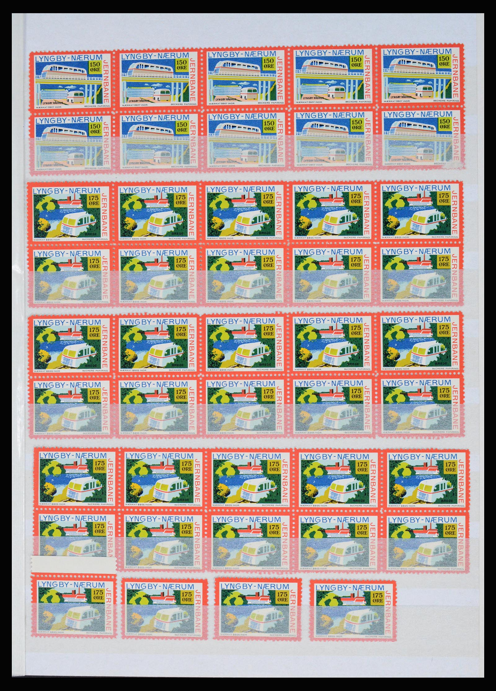 36982 051 - Postzegelverzameling 36982 Denemarken spoorwegzegels.