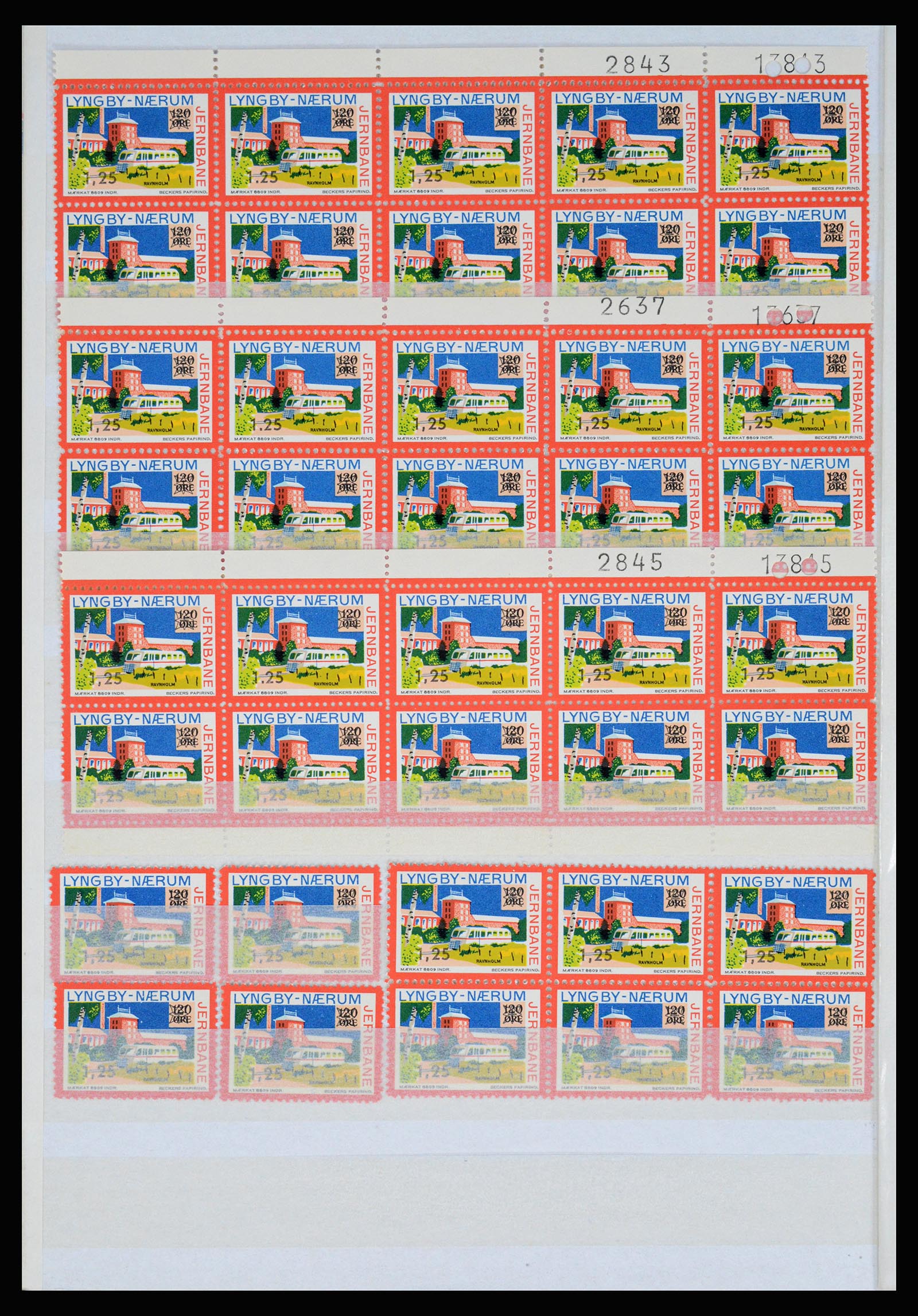 36982 052 - Postzegelverzameling 36982 Denemarken spoorwegzegels.