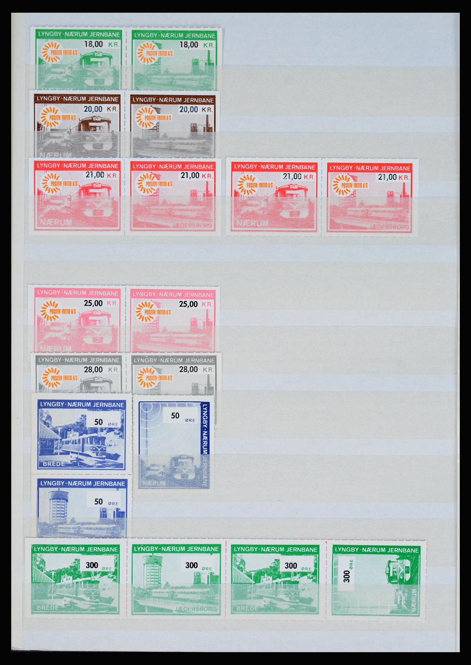 36982 056 - Postzegelverzameling 36982 Denemarken spoorwegzegels.