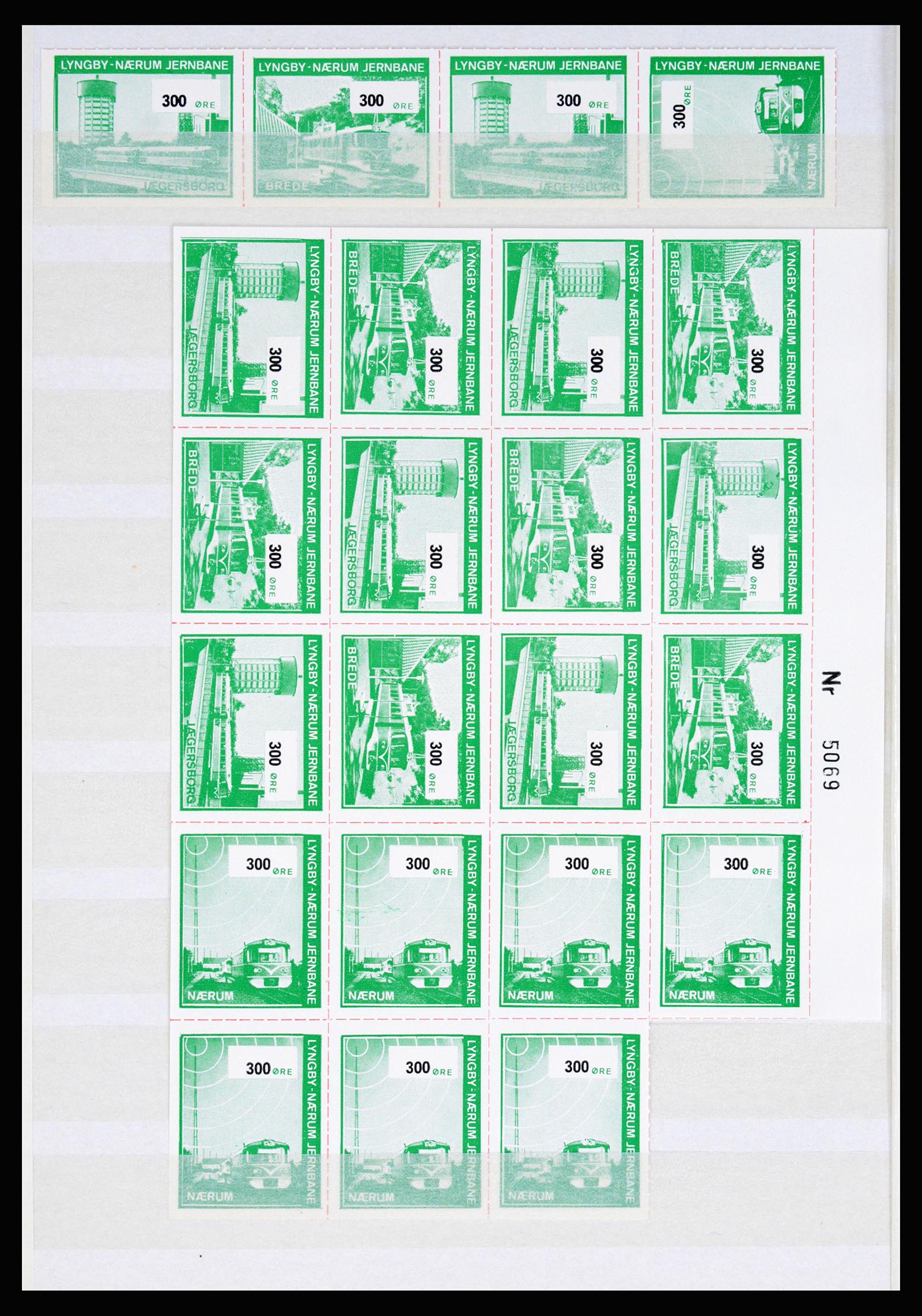 36982 058 - Stamp collection 36982 Denmark railroad stamps.