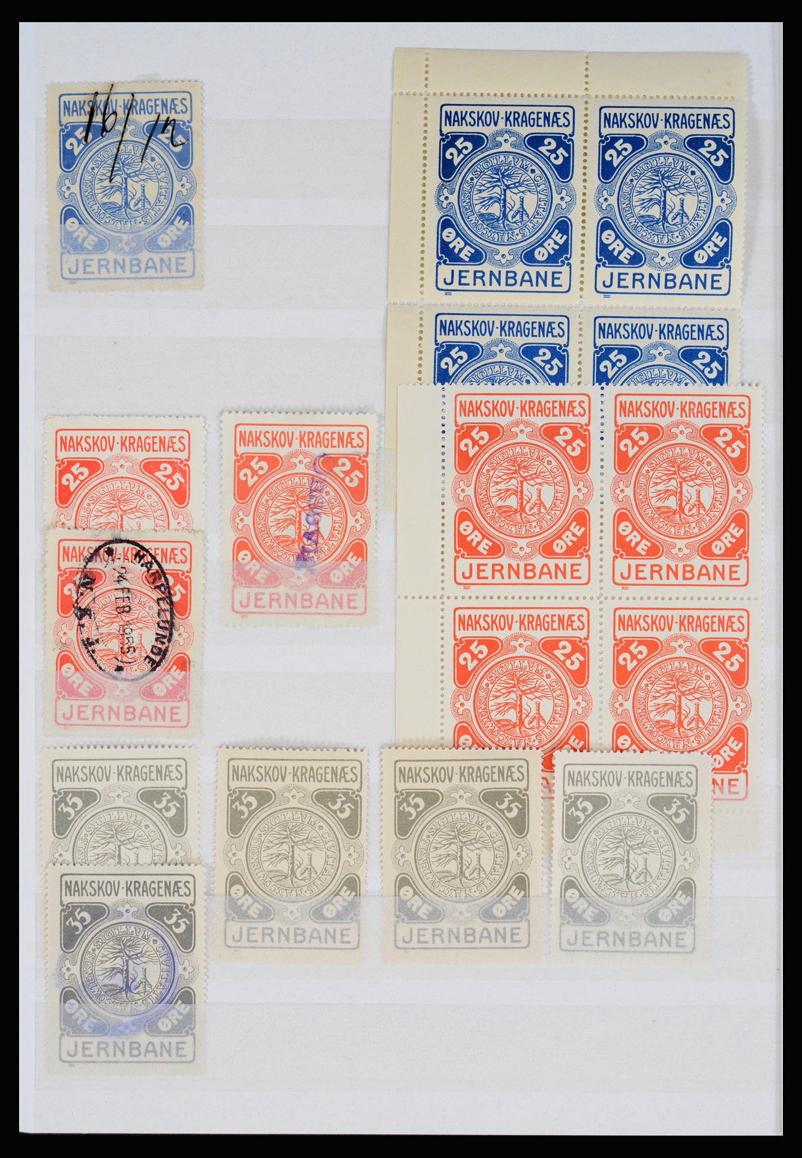 36982 095 - Postzegelverzameling 36982 Denemarken spoorwegzegels.